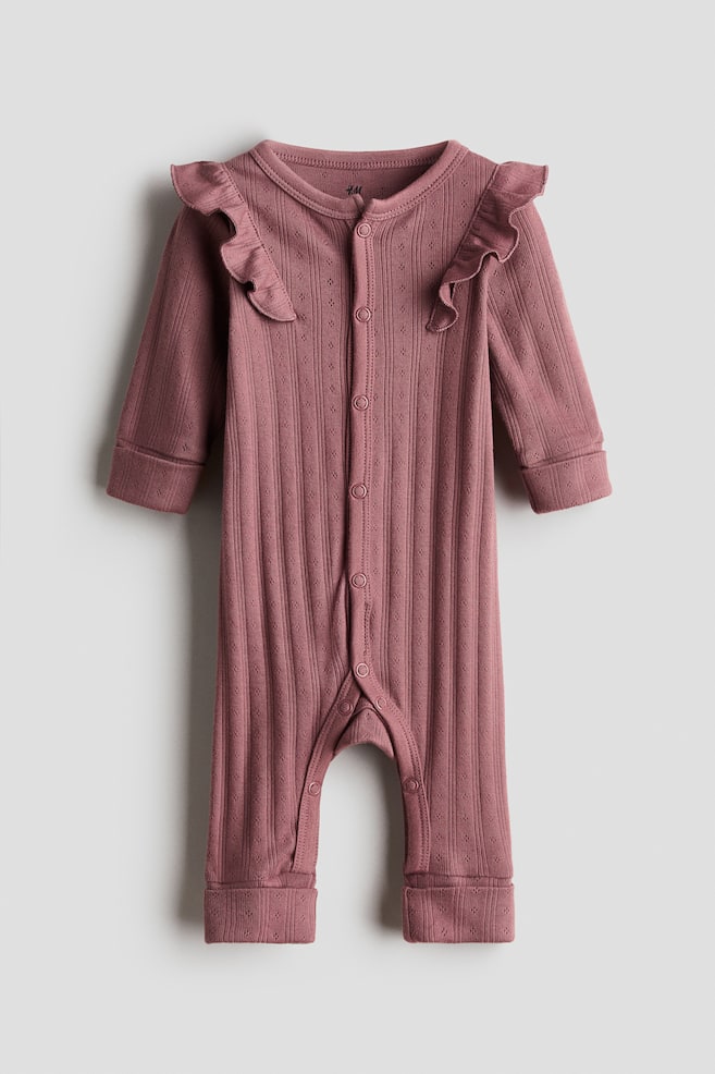 Adjustable-fit romper suit - Dark dusty pink/Beige marl/Light beige/Light beige/Floral/Light khaki green/Cream/Lemons/White/Beige striped/White/Striped - 1