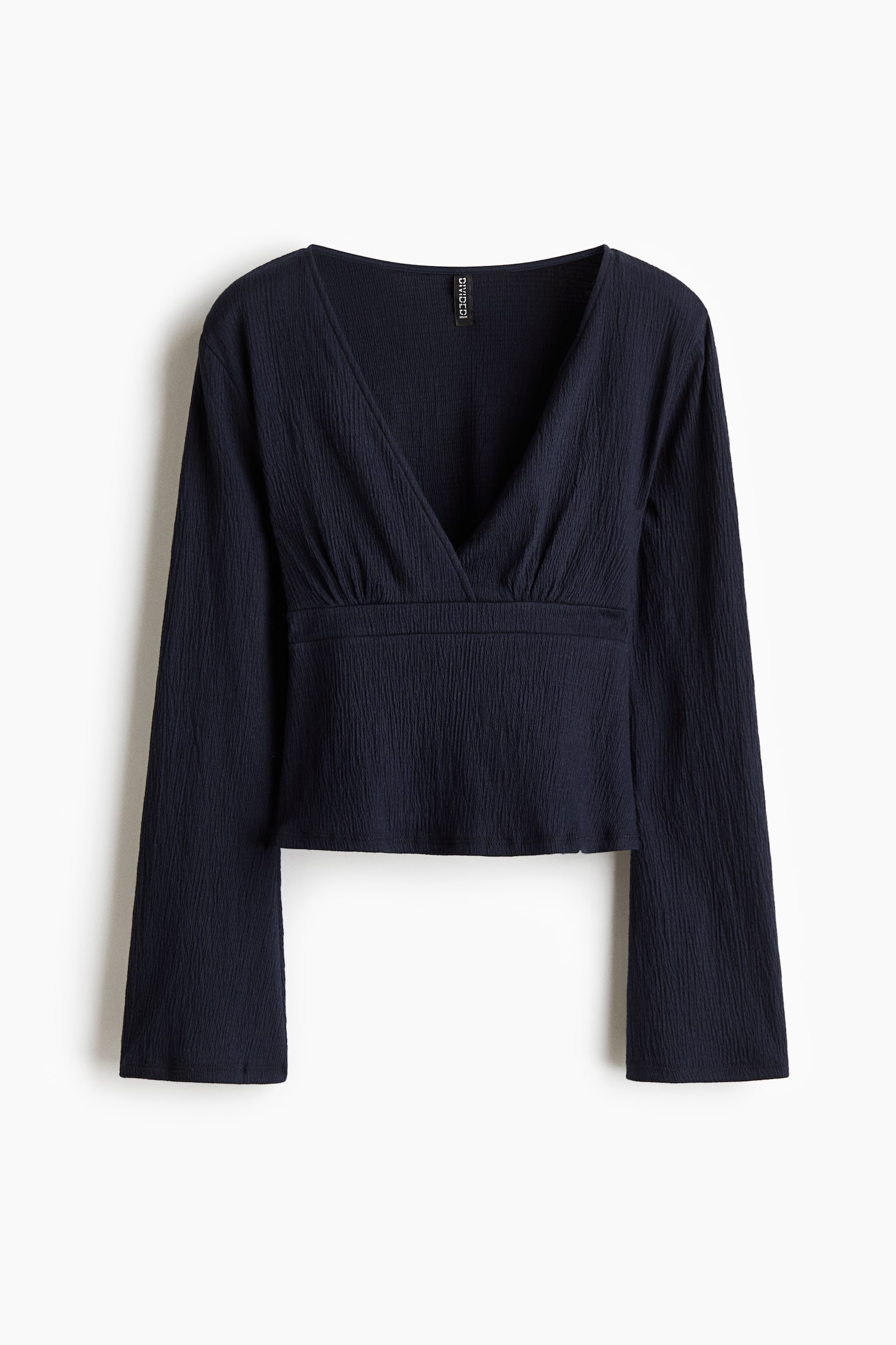 Textured-knit tie-detail top - Navy blue/Pink