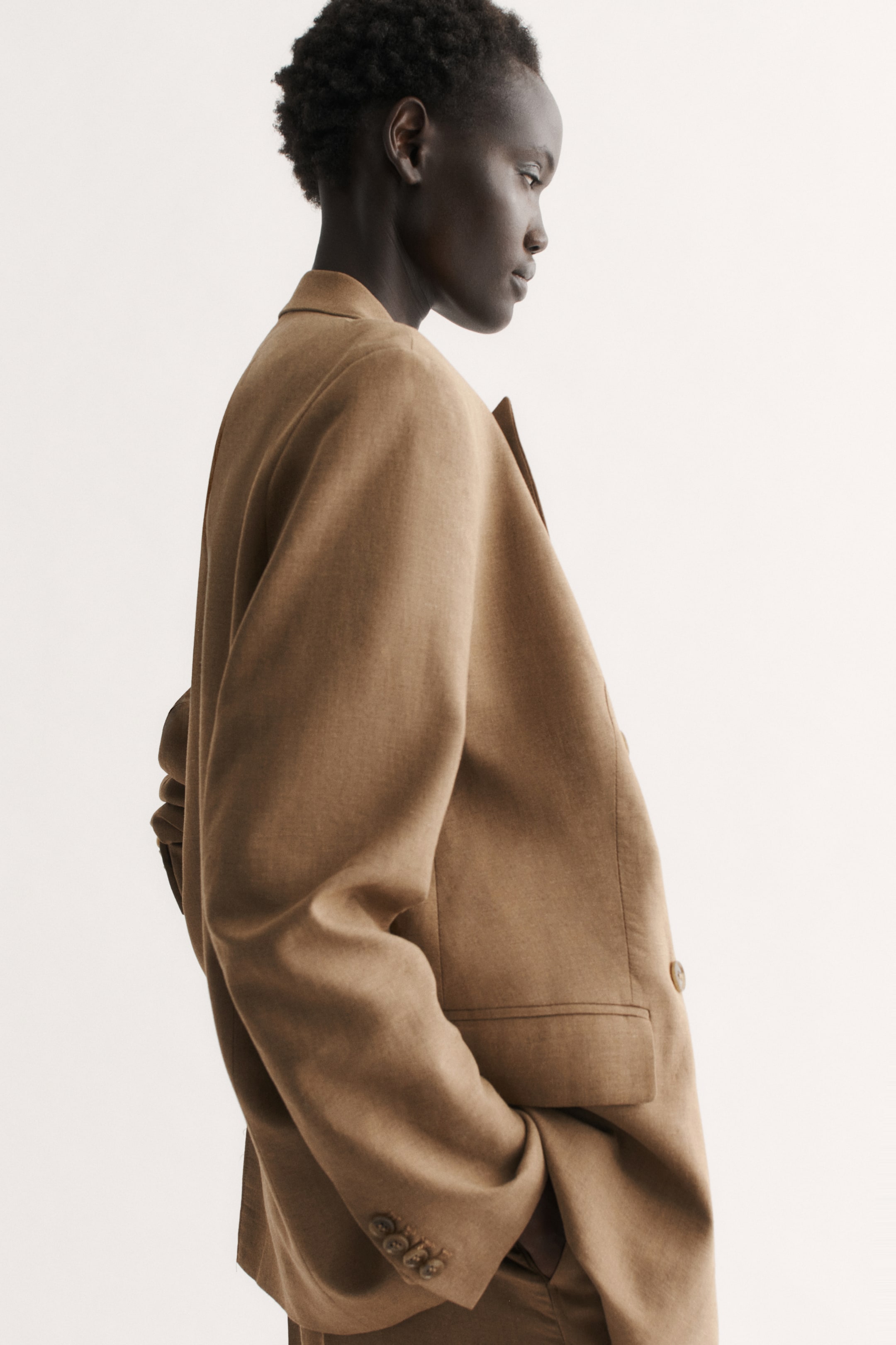 Double-Breasted Linen-Blend Blazer