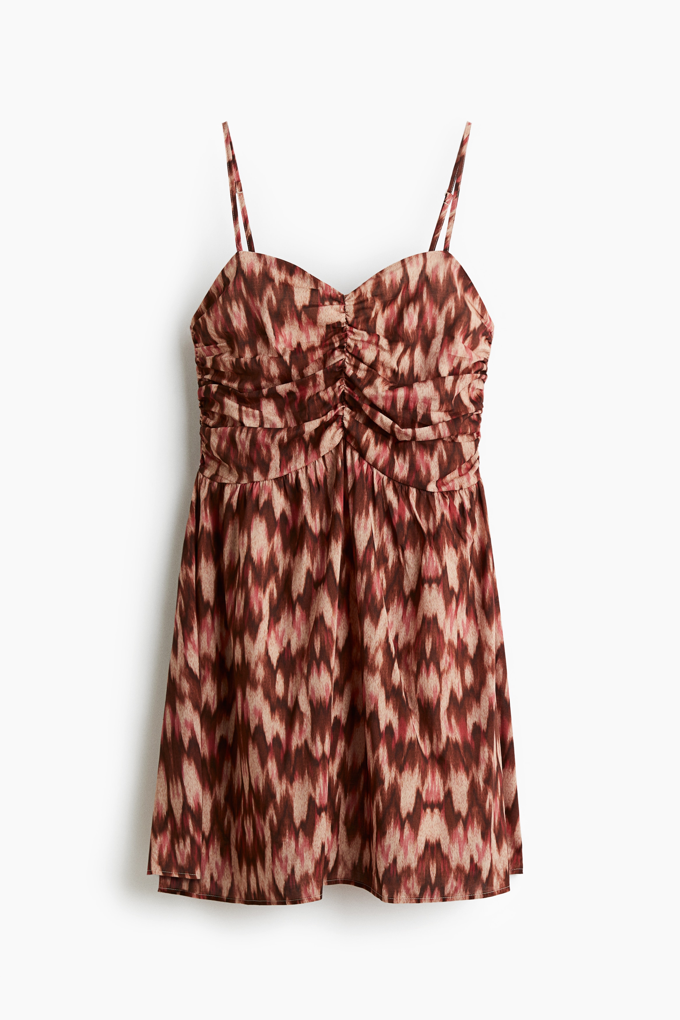 Printed Strappy Dress - Brown/patterned/White/patterned