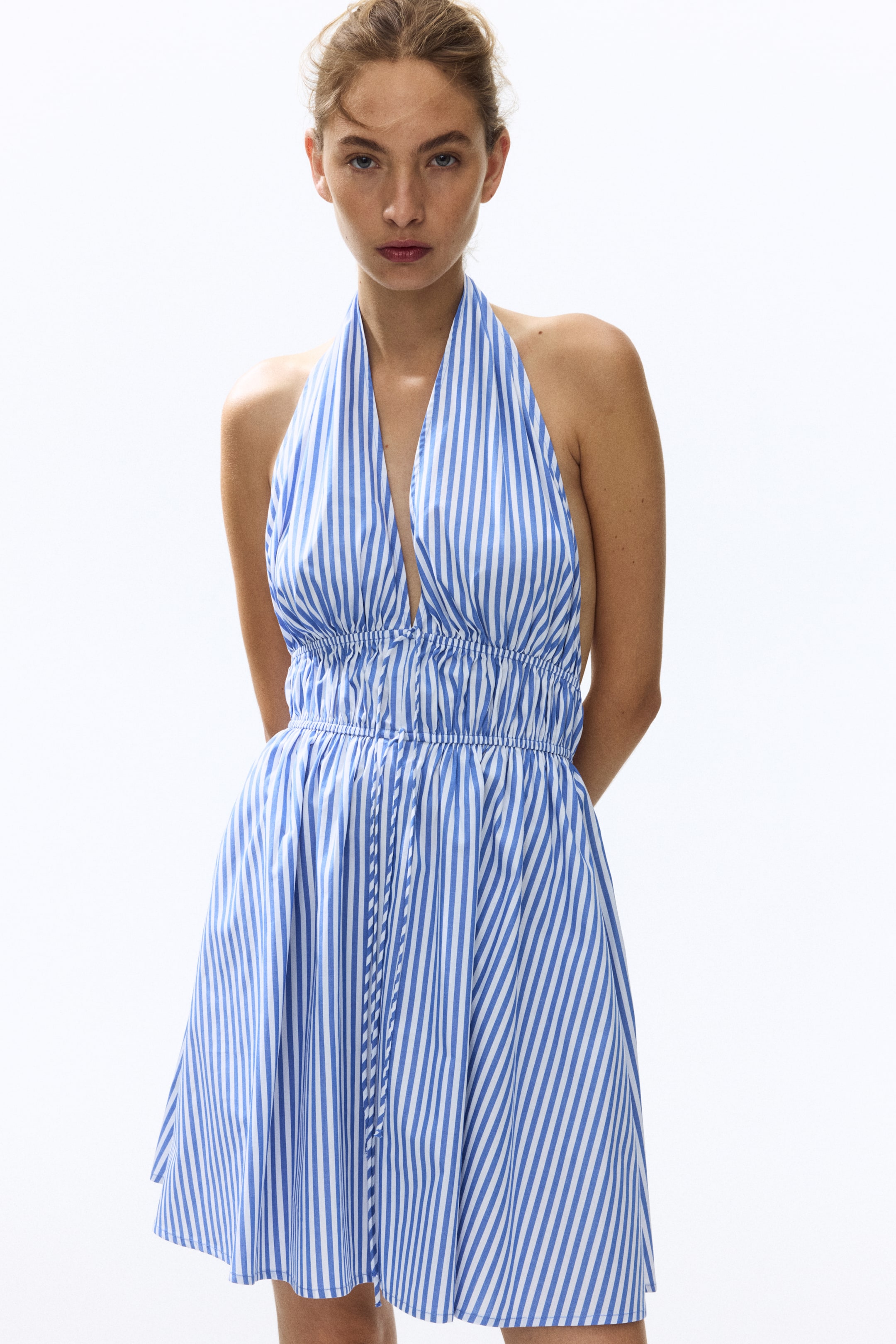 Drawstring-Detail Halterneck Dress