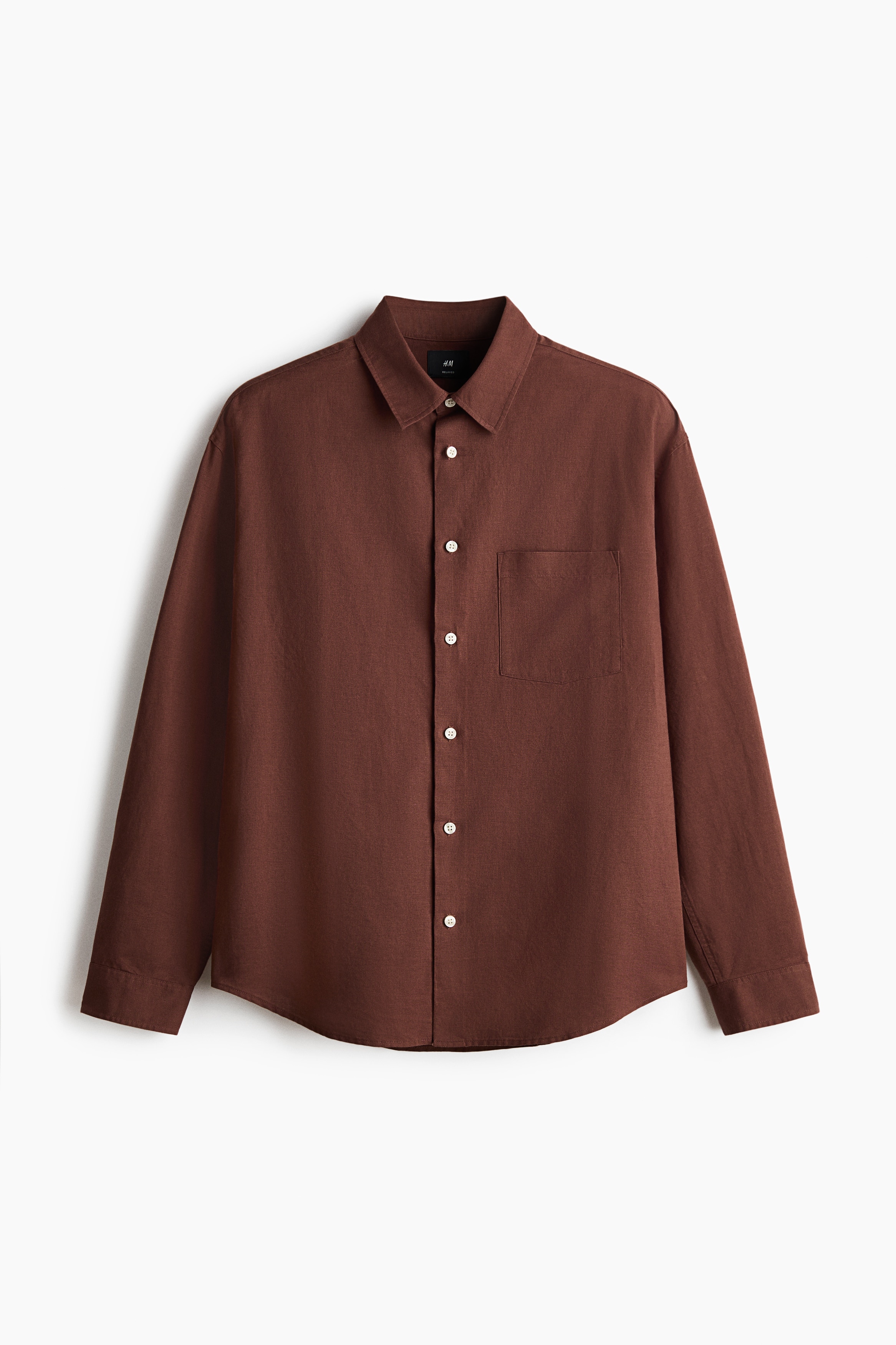Relaxed Fit Linen-blend shirt - Rust brown/Dark brown/Light pink/Light blue/White/Striped/White/Dark blue/Green/Striped/Rust red/Striped/Light beige/Dark khaki green/Light blue/Striped/Bright blue