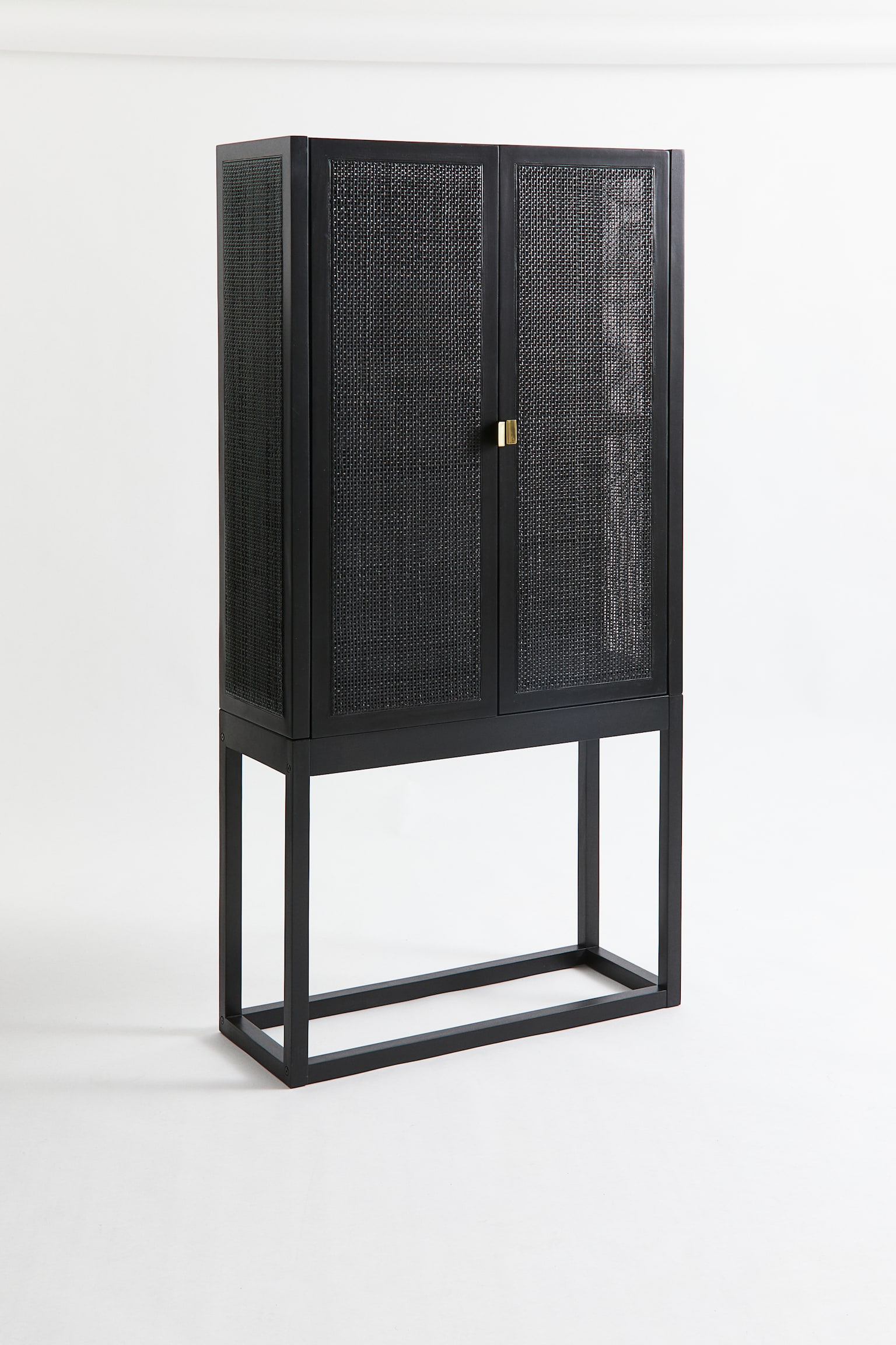 Rattan cabinet - Black/Beige - 1