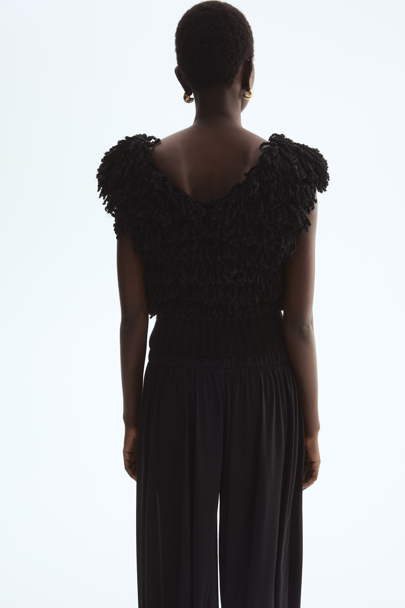 Безрукавка з бахромою - Чорний - 5