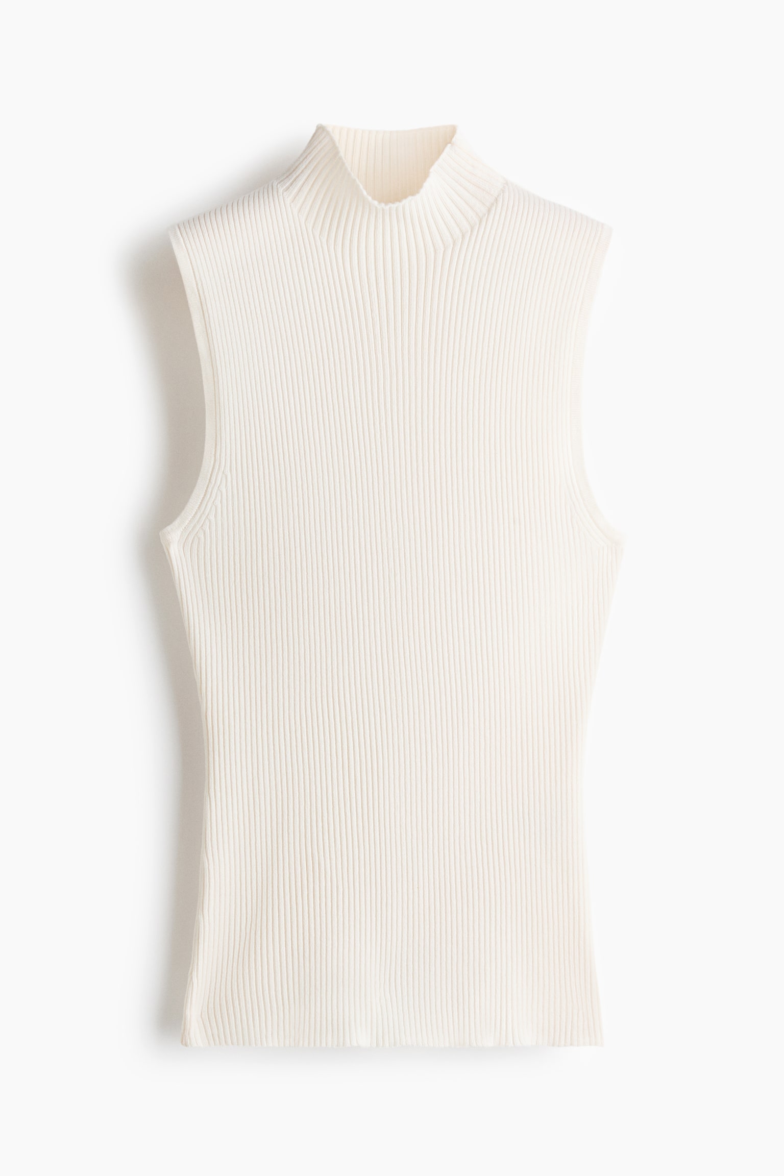 Rib-knit turtleneck top - 奶油色/深咖啡色 - 1