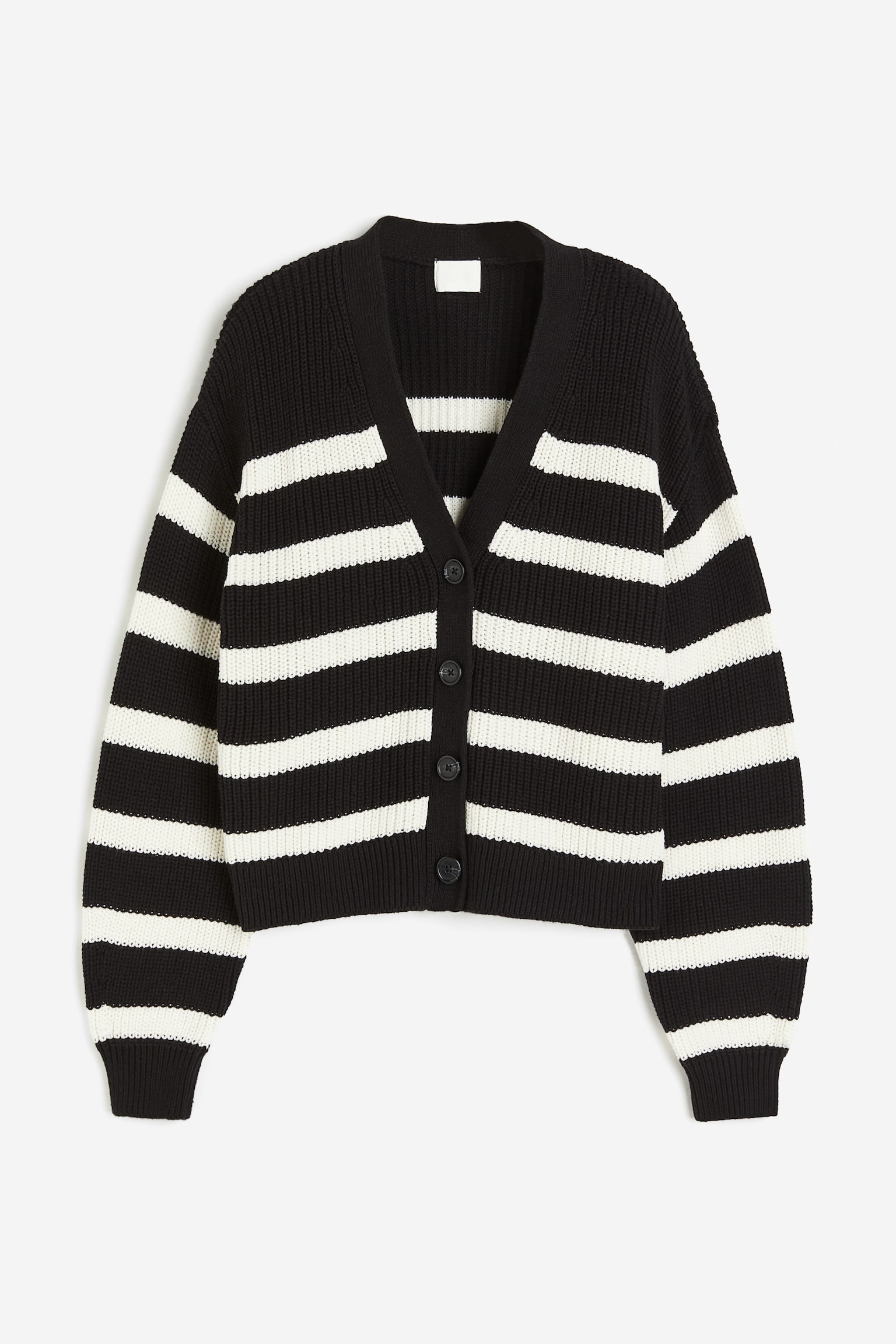 Rib-knit cardigan - Black/White striped/Black/Striped/Pale blue/Cream/Striped - 2