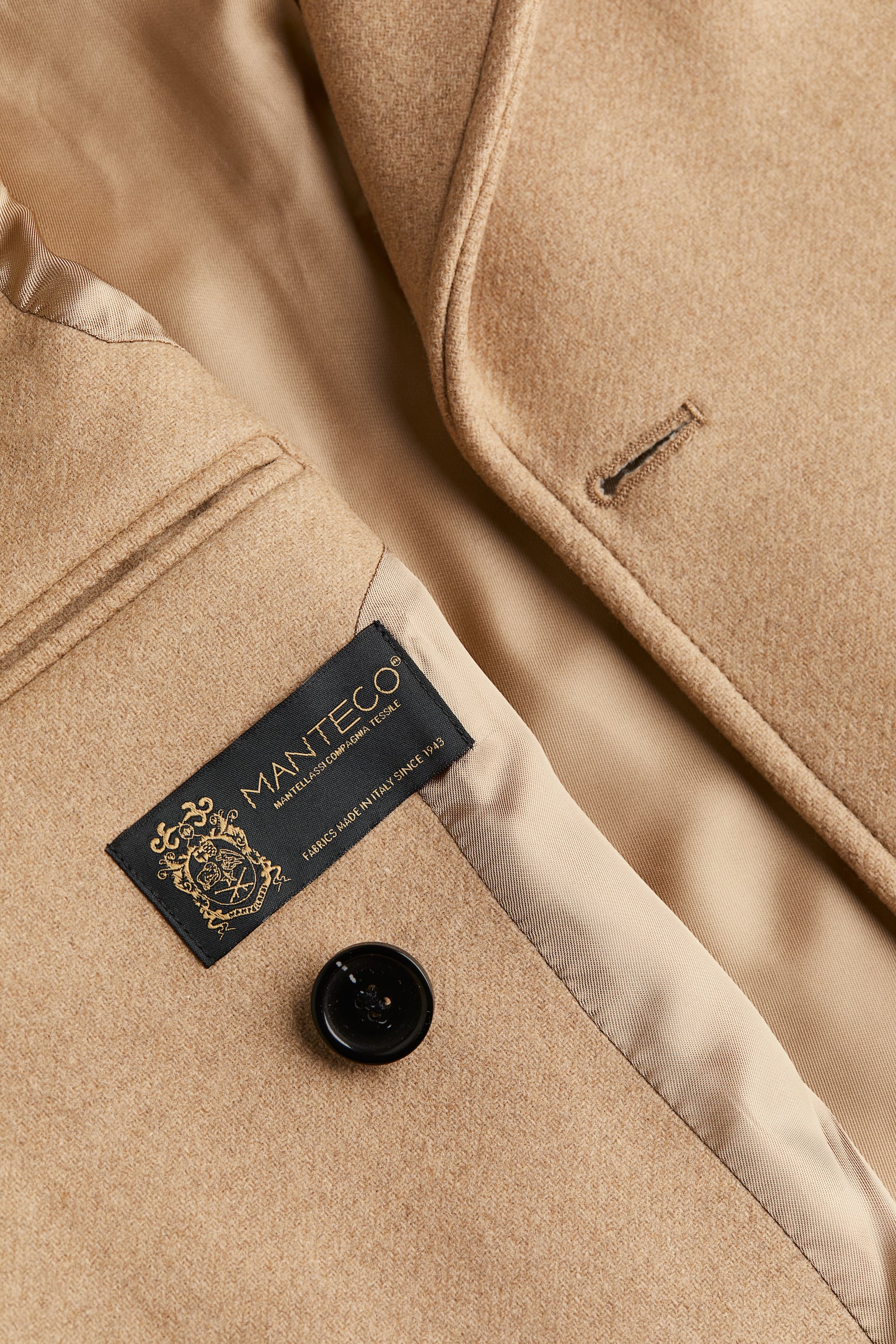 Oversized wool-blend pea coat - Beige/Navy blue - 2