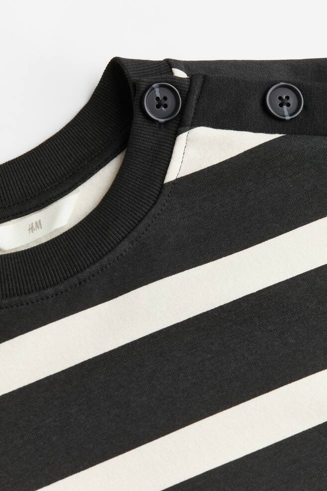 Button-detail sweatshirt - Black/White striped/Light beige/Striped - 6