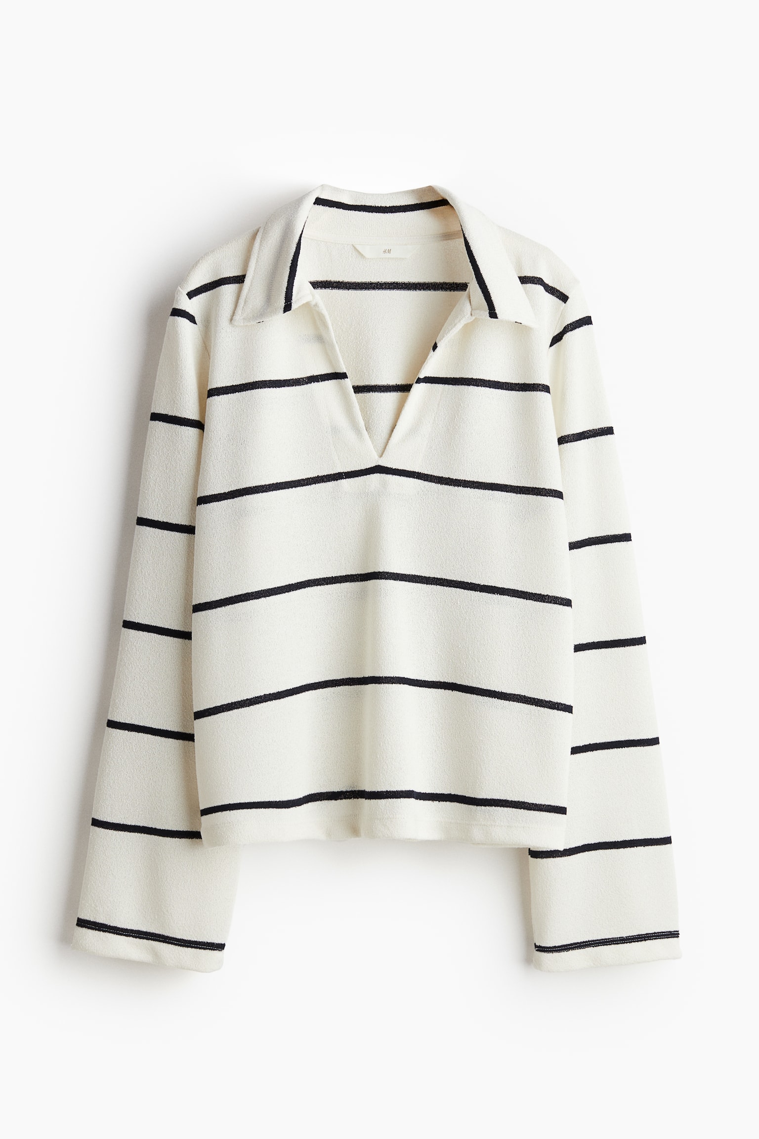 Textured Jersey Top - White/Navy blue stripe - 2