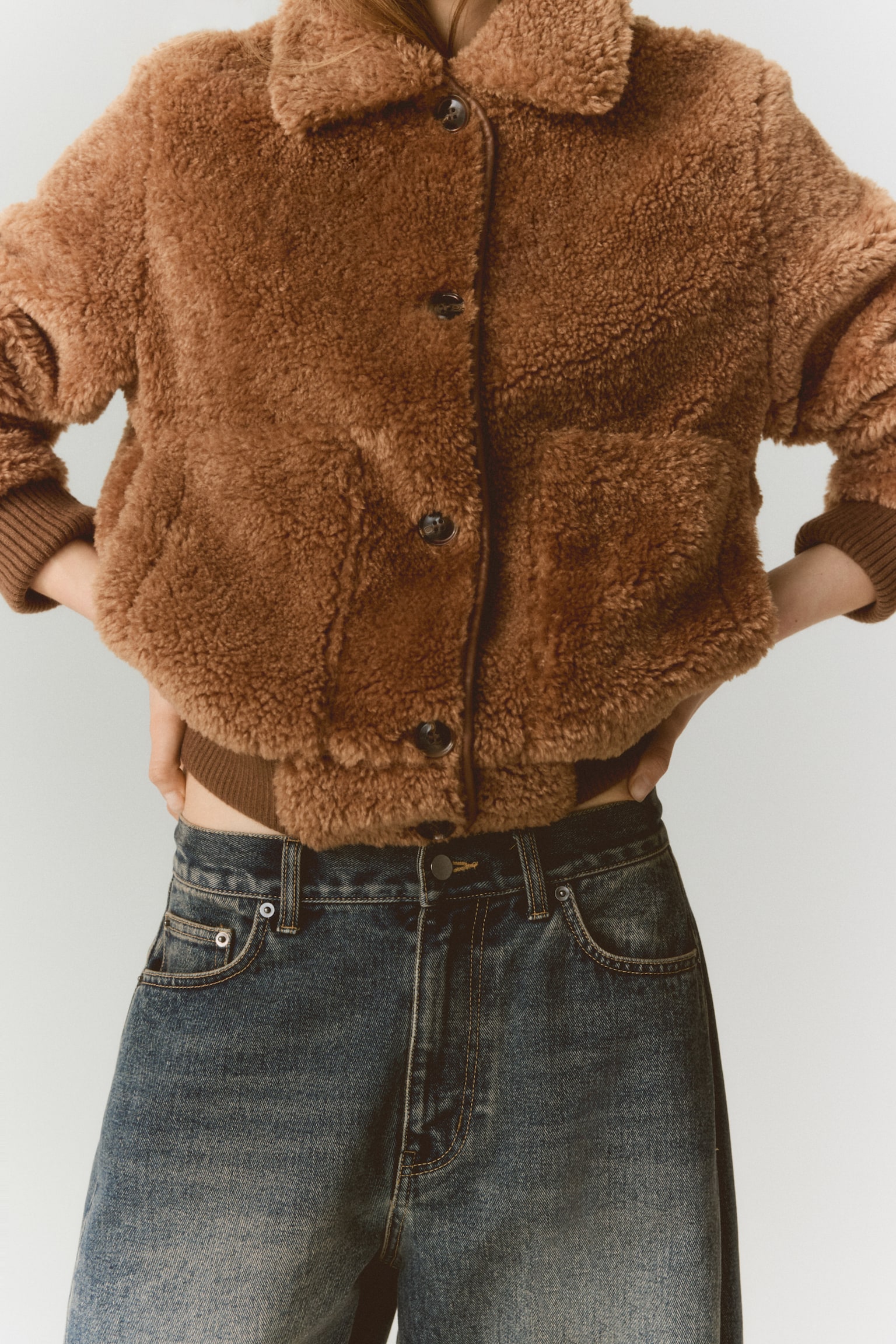 Rozpinana bluza z misia - Brown/Beżowy - 6