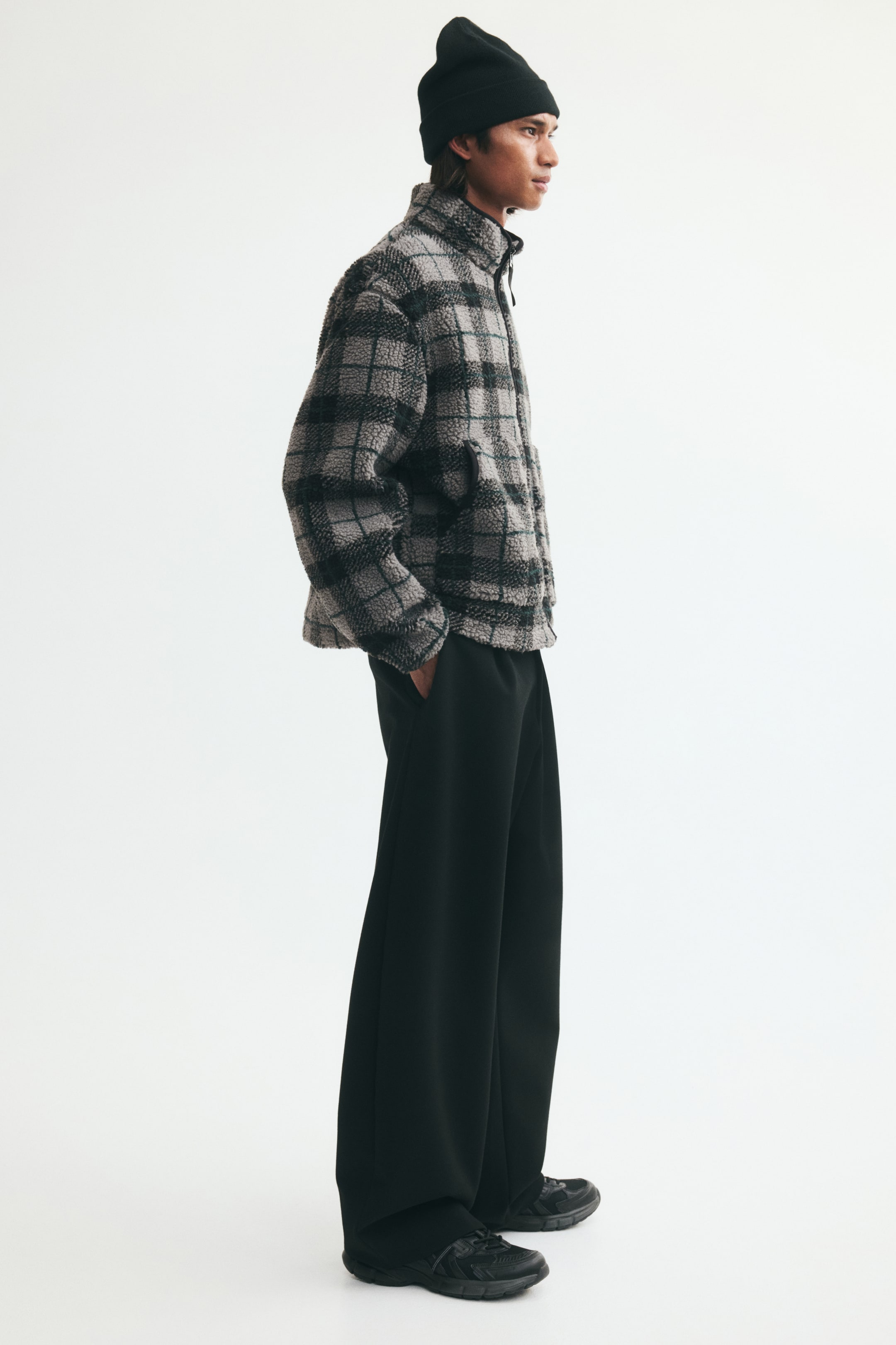 View larger image: Teddy jacket - Dark grey/Checked - Men | H&M 1