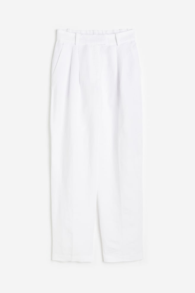 Tapered linen-blend trousers - White/Black/Light beige/Light green/dc - 2
