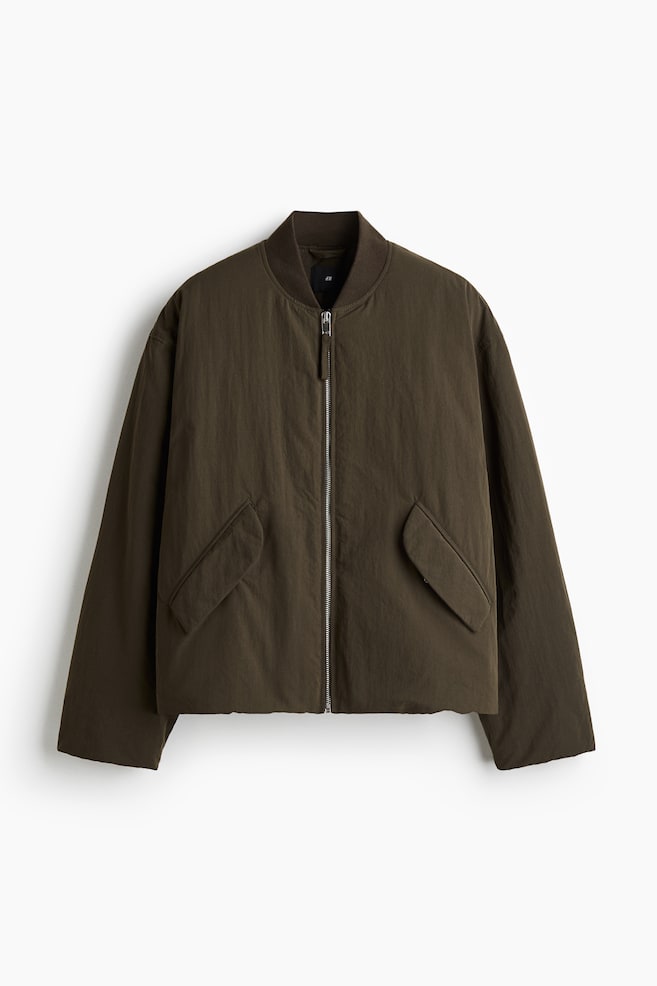 Cazadora bomber de nailon Loose Fit - Verde caqui oscuro/Negro - 1
