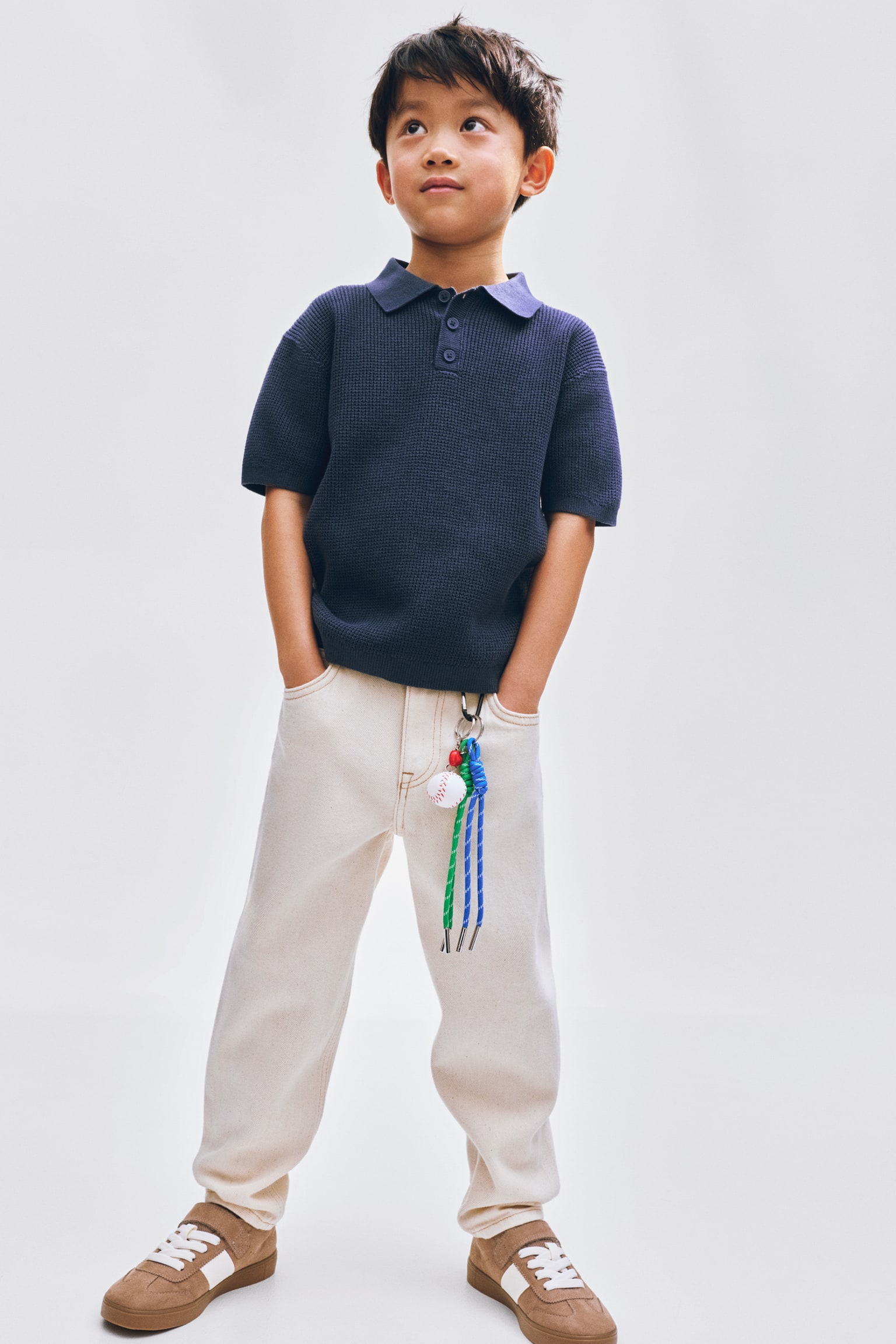 Gebreid katoenen polo - Marineblauw/Licht kakigroen/Roomwit/gestreept/Roomwit/Donkerblauw/wit gestreept/Dusty blauw - 5