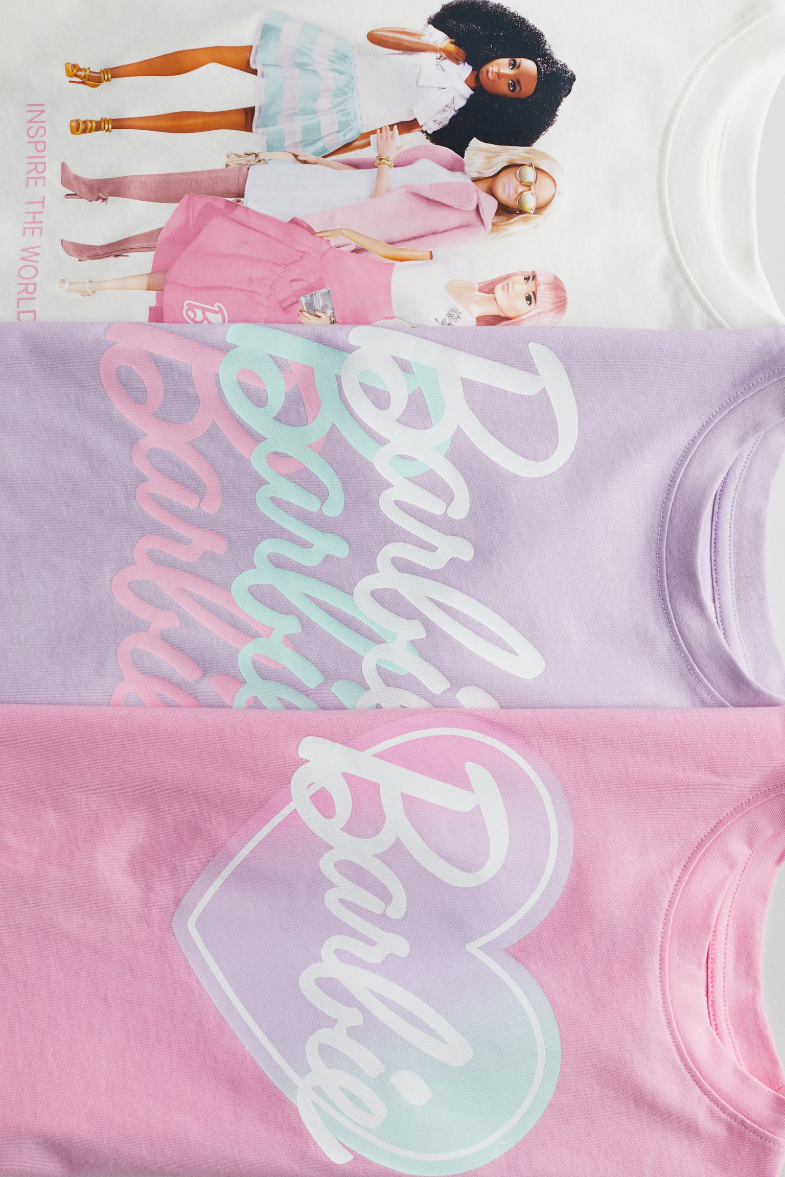 3-pack Print Jersey Tees - Light pink/Barbie/Light green/Gabby's Dollhouse/Dark grey/Squishmallows/Natural white/Minnie Mouse/Light blue/Frozen/White/Minnie Mouse/Light pink/Minnie Mouse/White/Frozen/White/SmileyWorld®/Light purple/Paw Patrol/Light pink/Minnie Mouse/Light purple/Paw Patrol/Light pink/Frozen/White/Frozen - 2