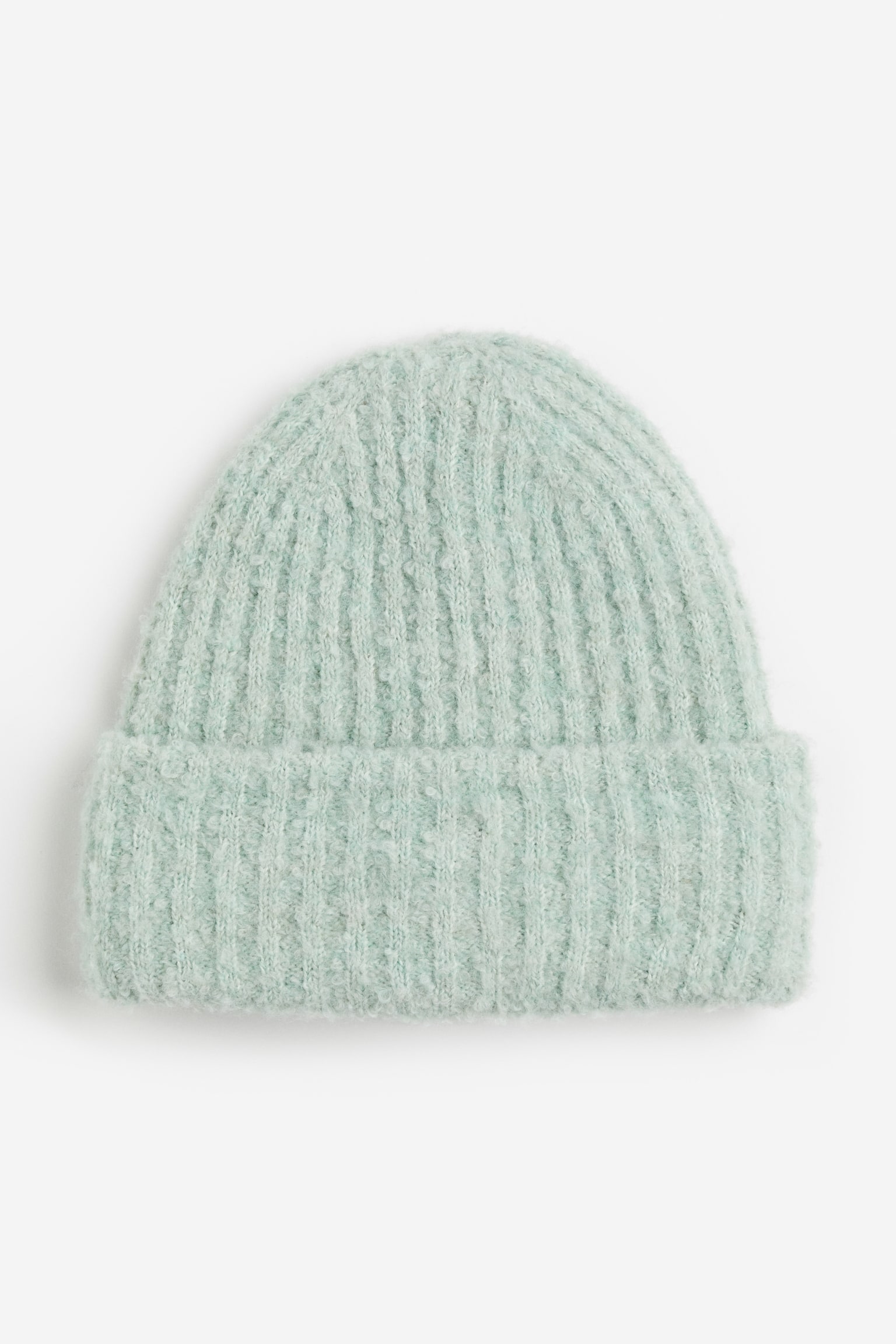 Rib Knit Bouclé Beanie - Mint green - 1