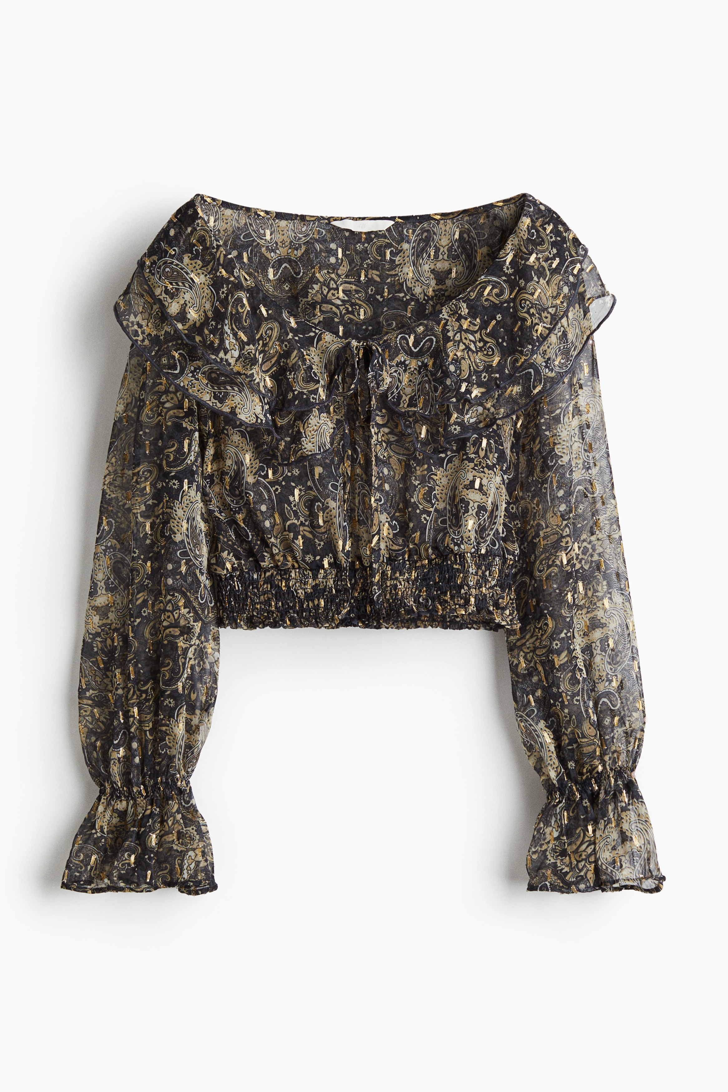 Darázsolt sifonblúz - Tengerészkék/mintás