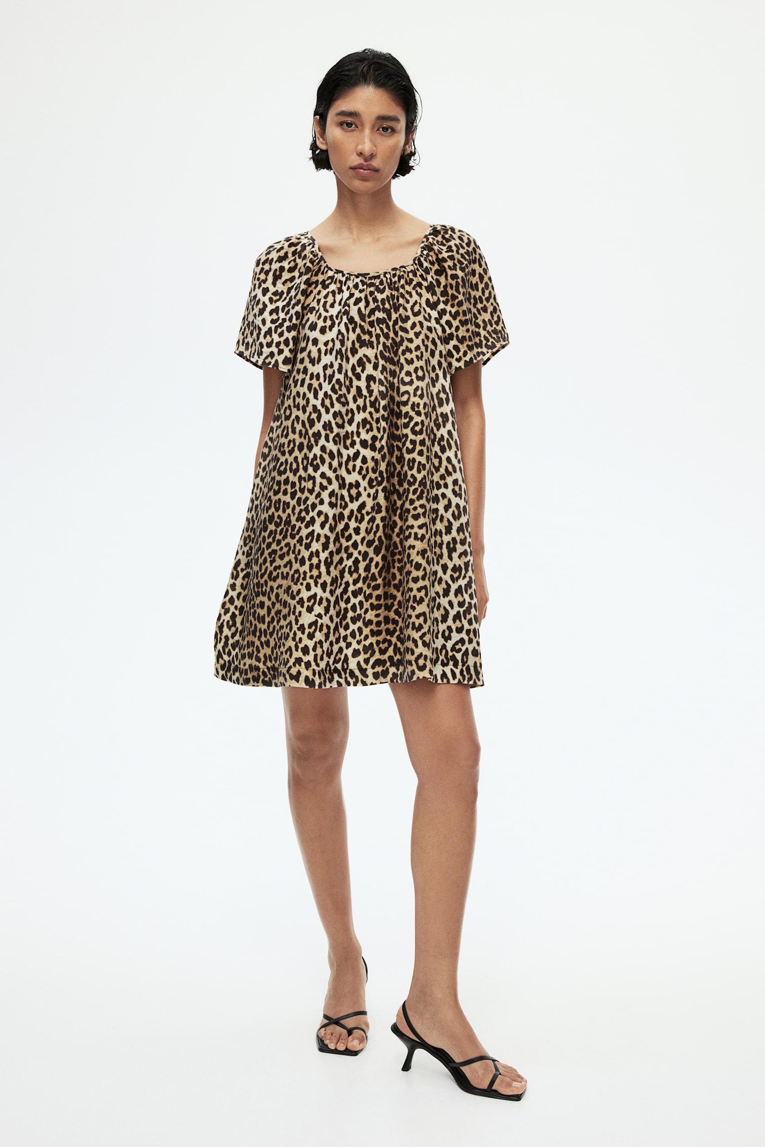 A-line dress - Beige/Leopard print/Green/Patterned - 1