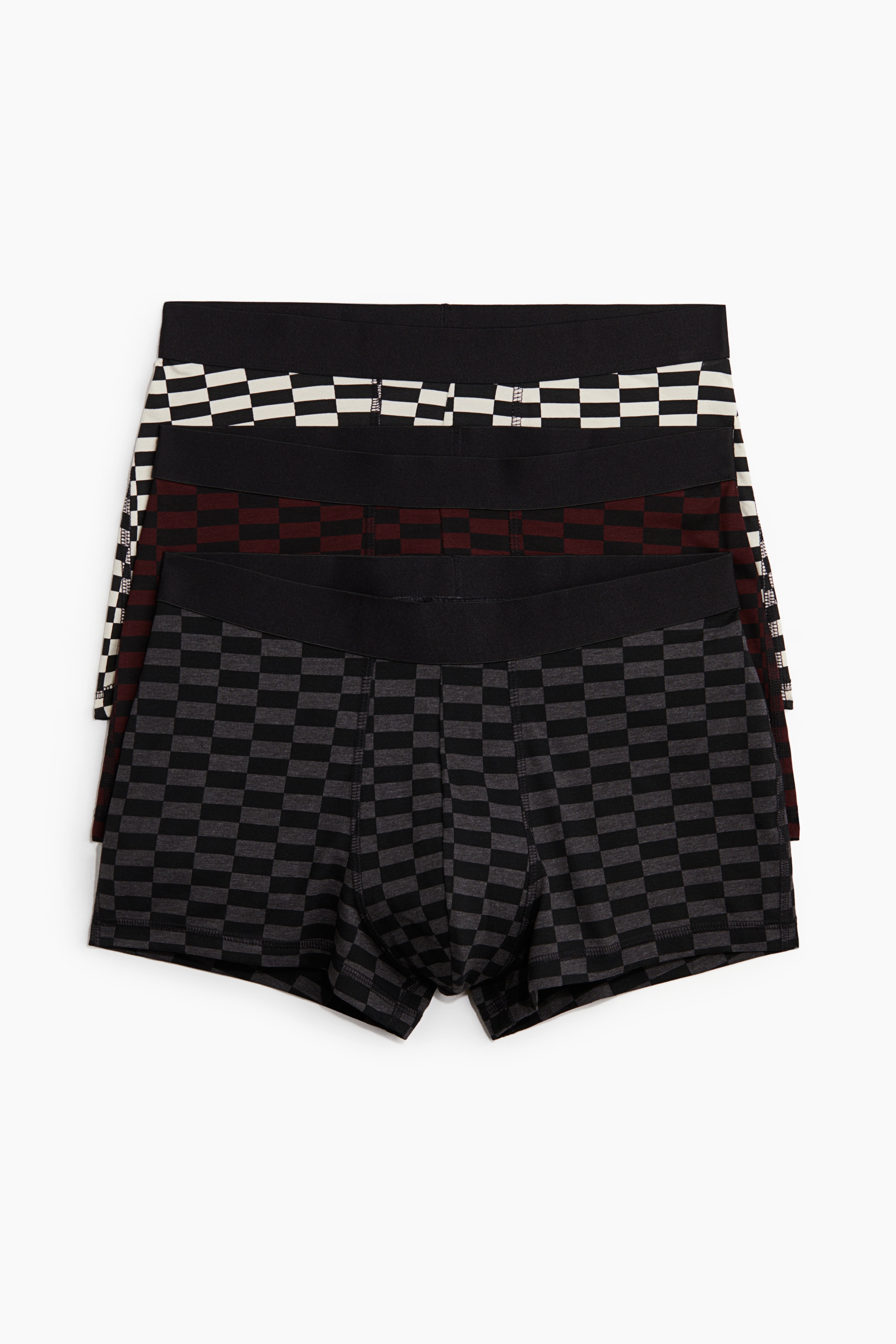 3-pack de bóxers trunk de algodón - Gris jaspeado oscuro/Cuadros