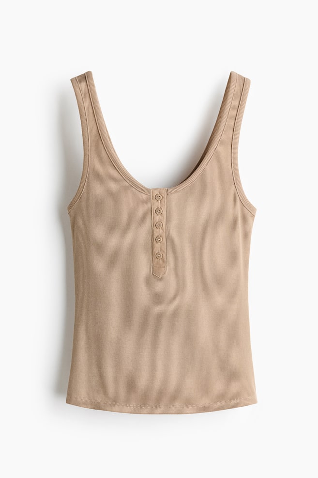 Ribbed Tank Top - Beige/White/Black/Khaki green - 1