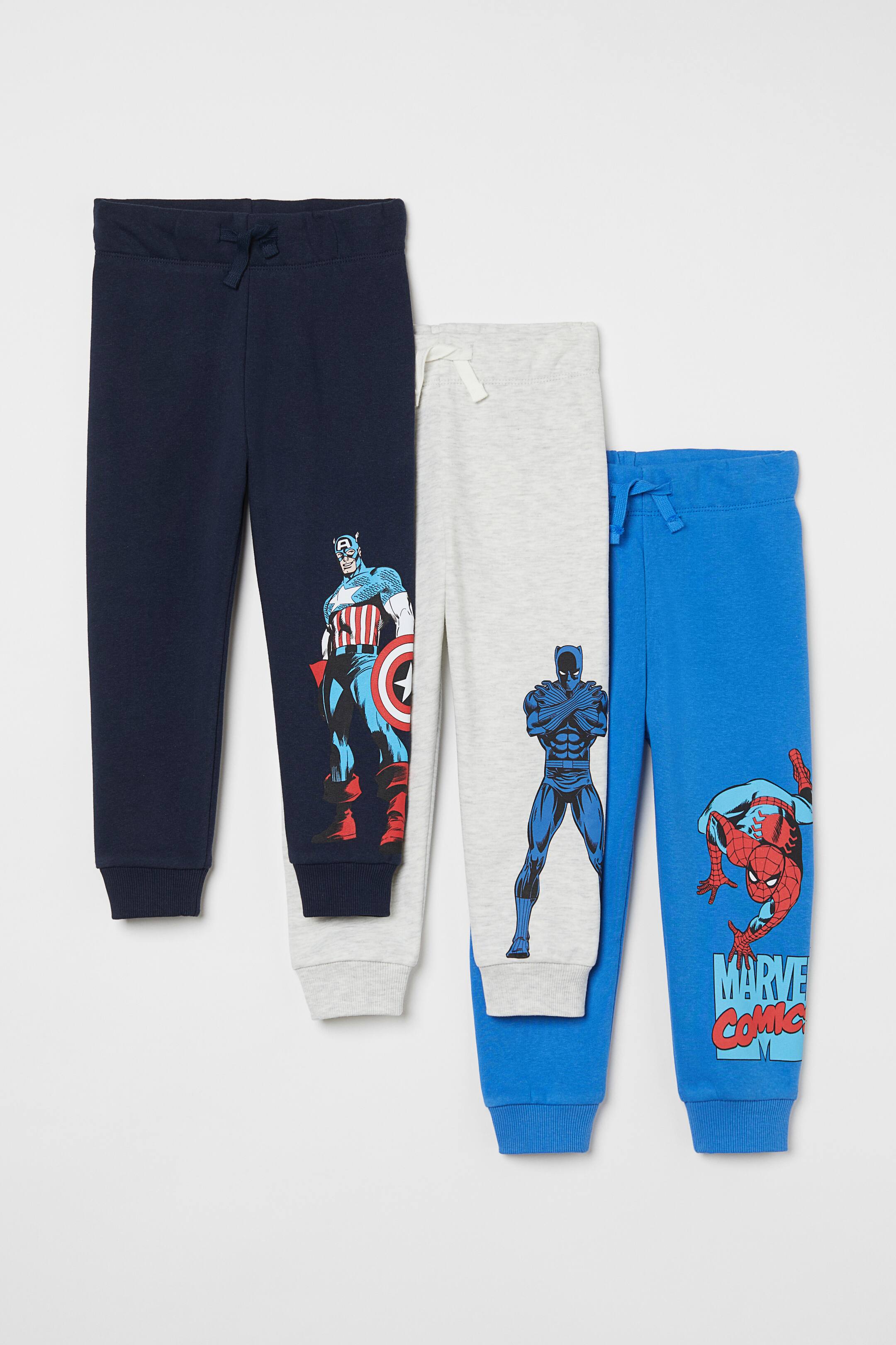 View larger image: 3-pack Print Track Pants - Blue/Marvel - Kids | H&M AU 1