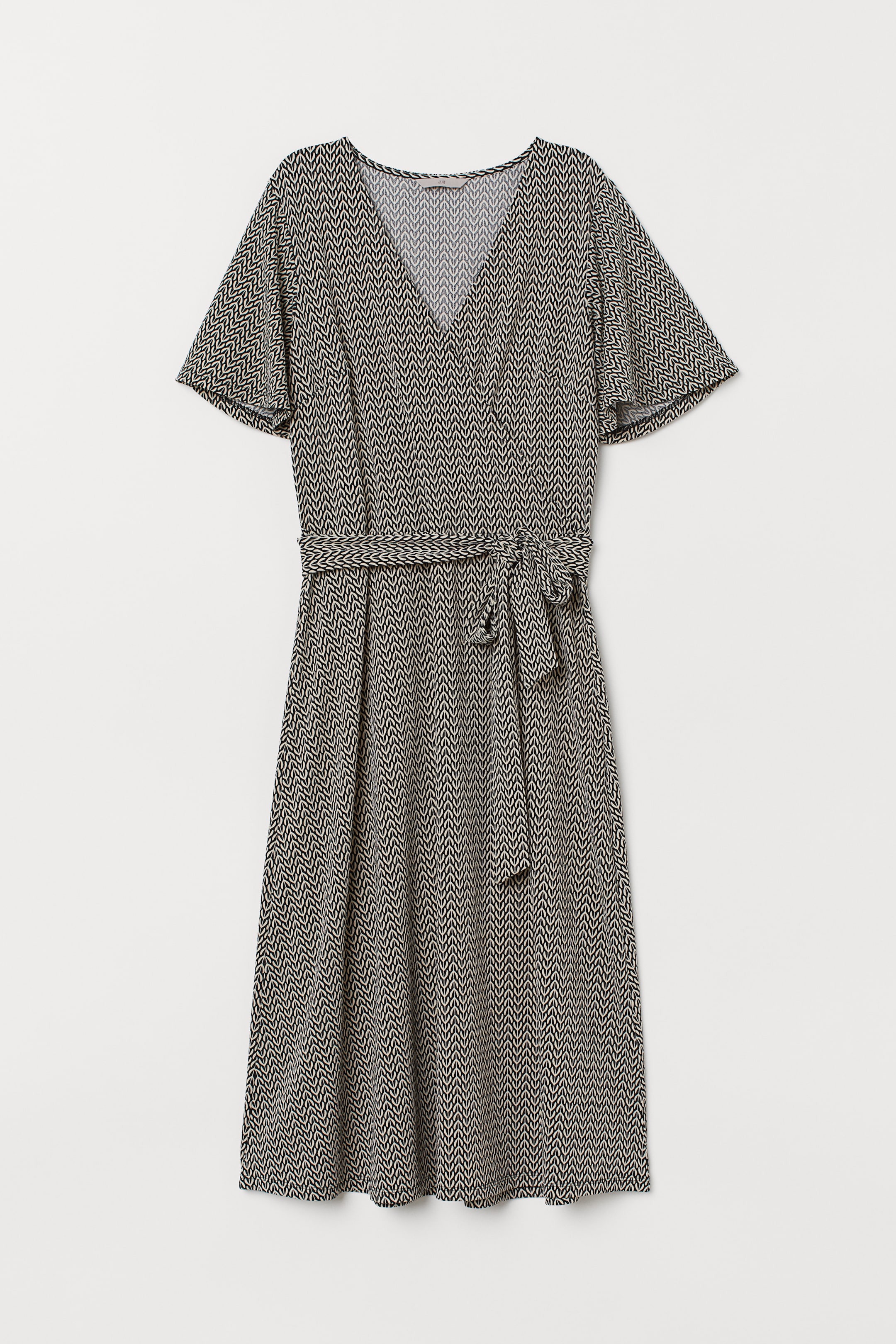 Größeres Bild ansehen: Wickelkleid mit V-Ausschnitt - Weiß/Schwarz gemustert - Ladies | H&M DE 1