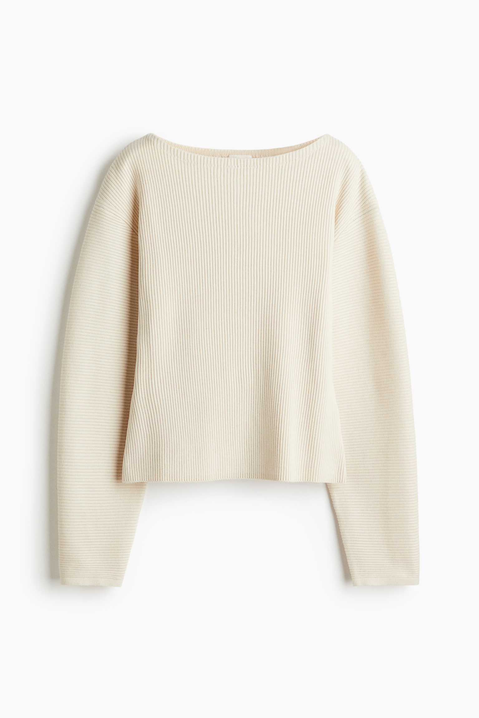 Женский топ H&M Rib-Knit Top, цвет: Светлый бежевый — фото 1