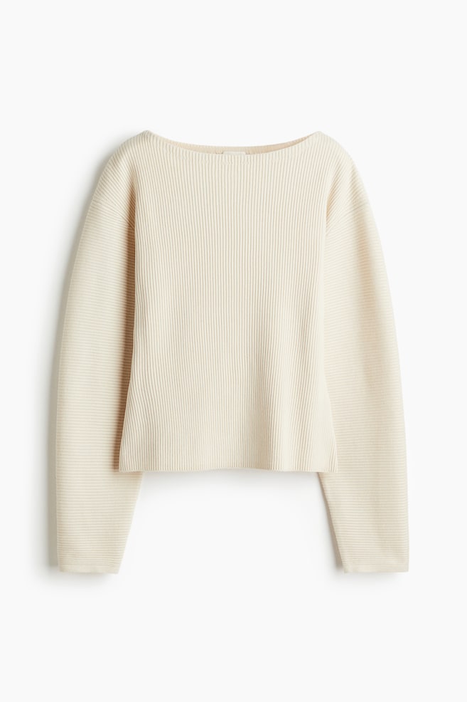 Rib-Knit Top - Light beige - 1