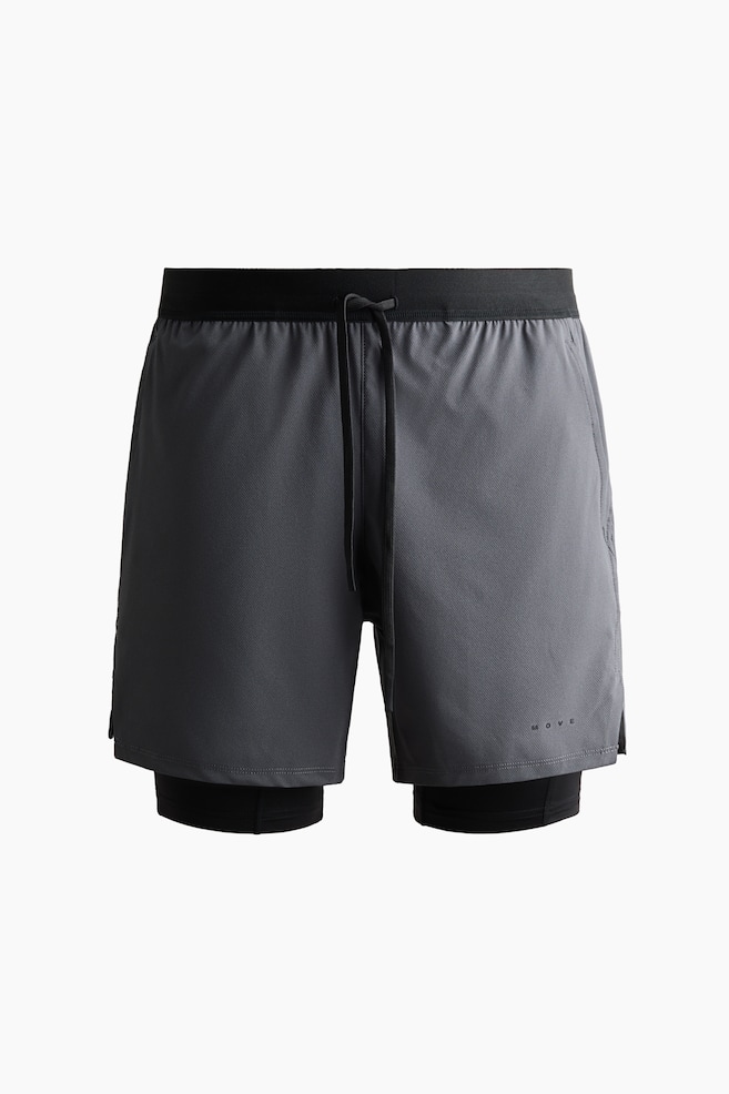 Double-layered sports shorts with DryMove™ - Lead grey/Black/Dusty grey/Black/Dark olive/Black/Navy blue/Brown/Dusty green/Beige/Black/Dark grey - 1