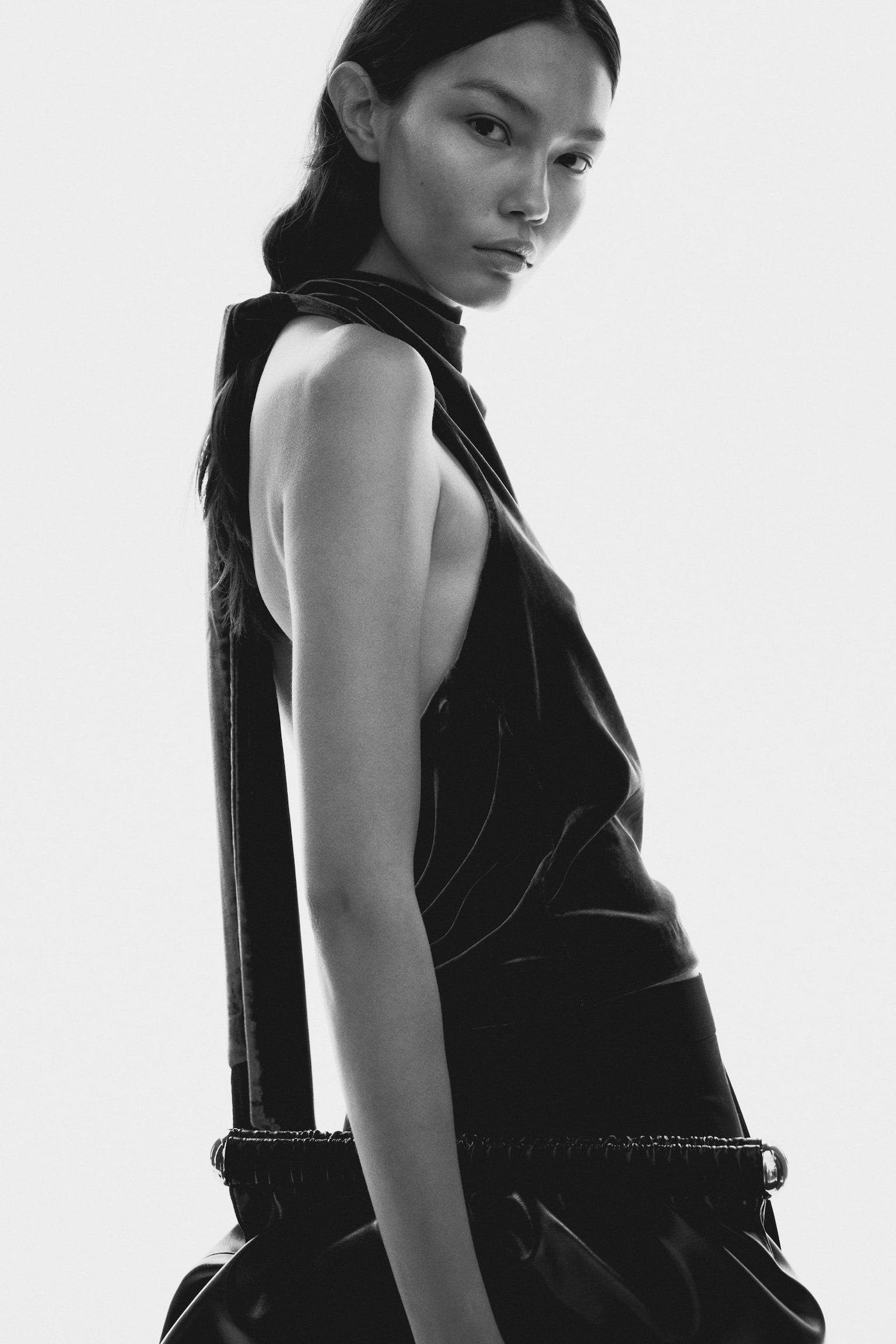 Sametový top halternek - Tmavě hnědá - 3