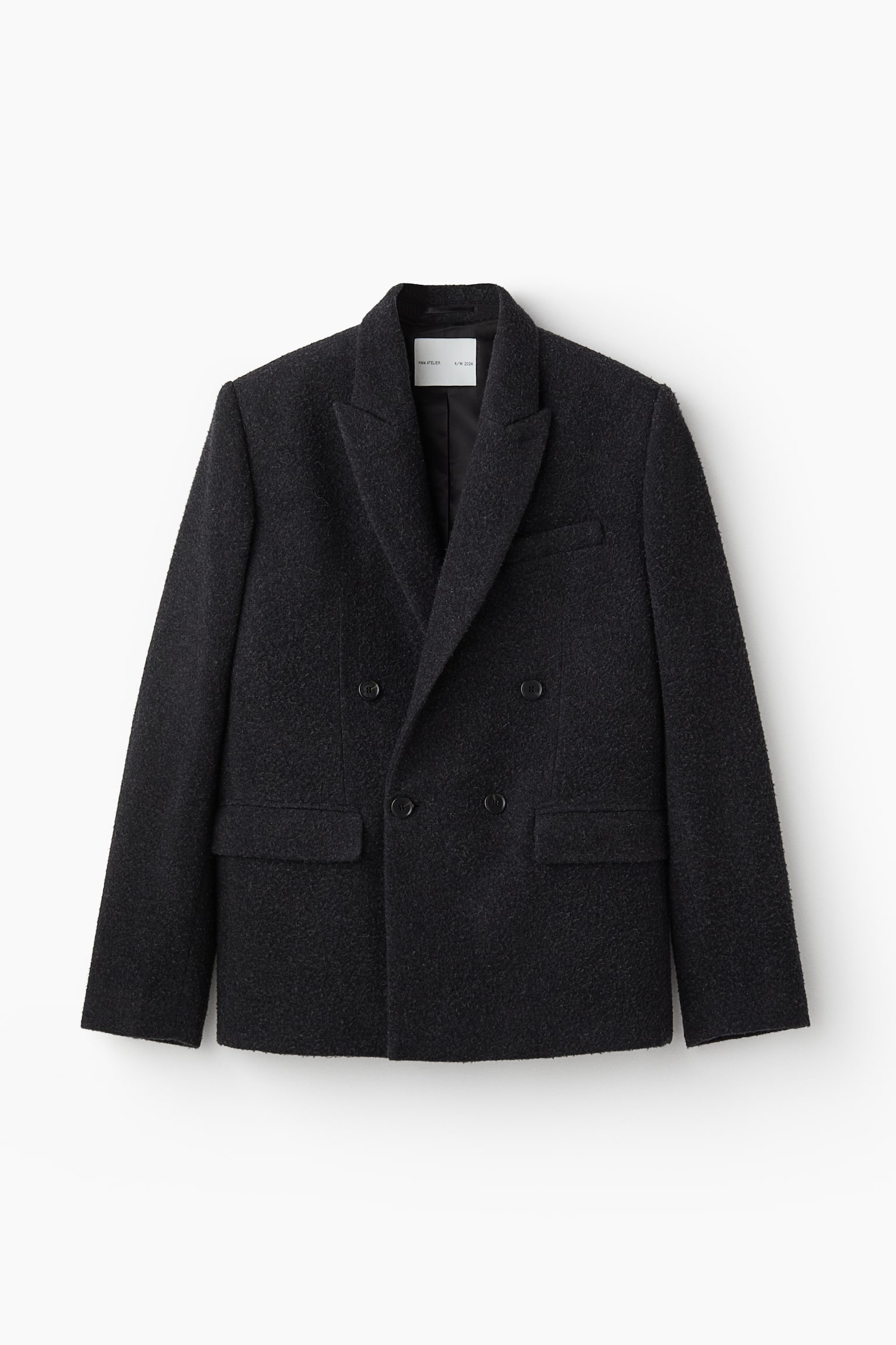 Wool-blend double-breasted blazer - Black - 2