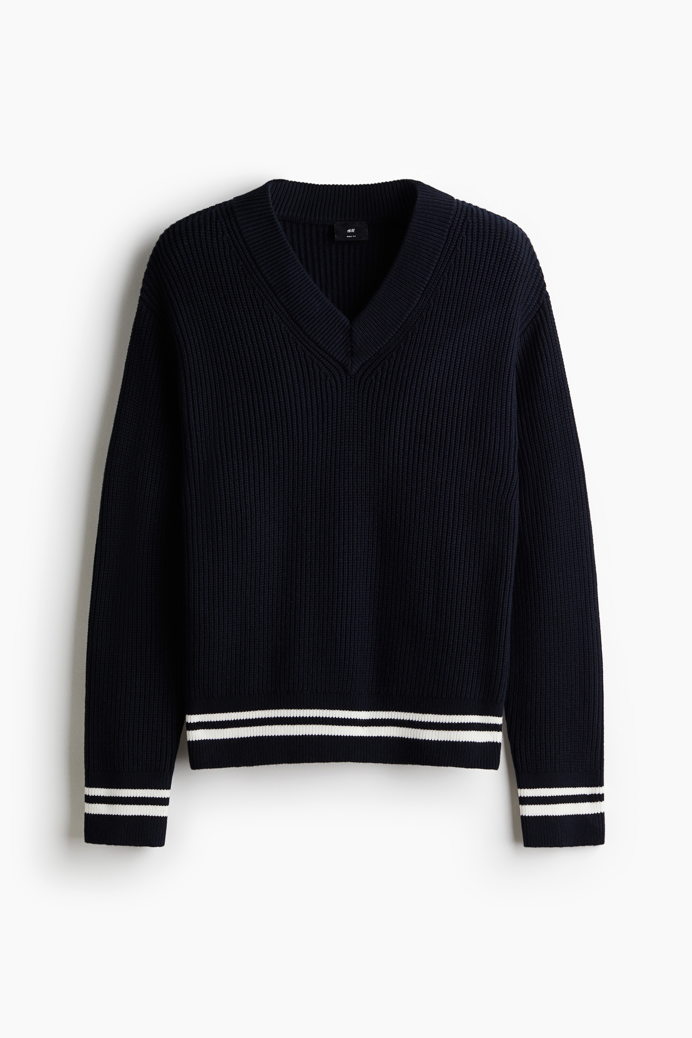Boxy Fit Rib-knit jumper - Navy blue/White