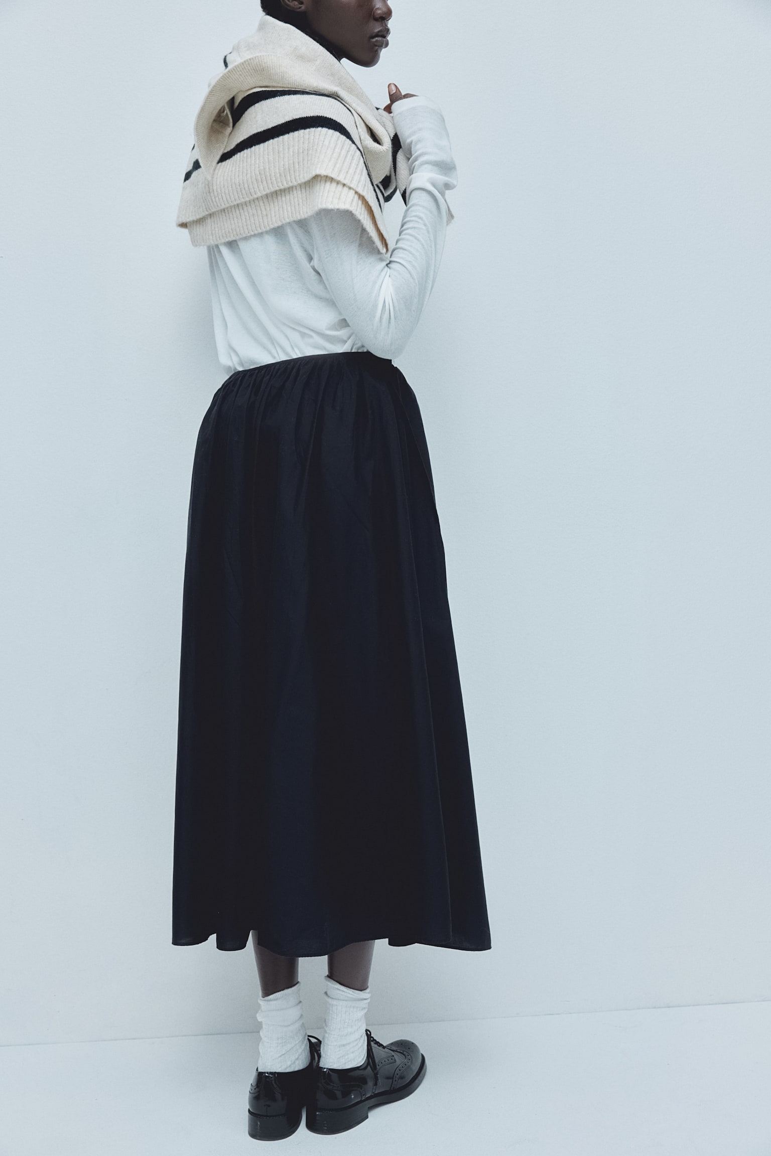 Tie-detail circular skirt - Black - 6