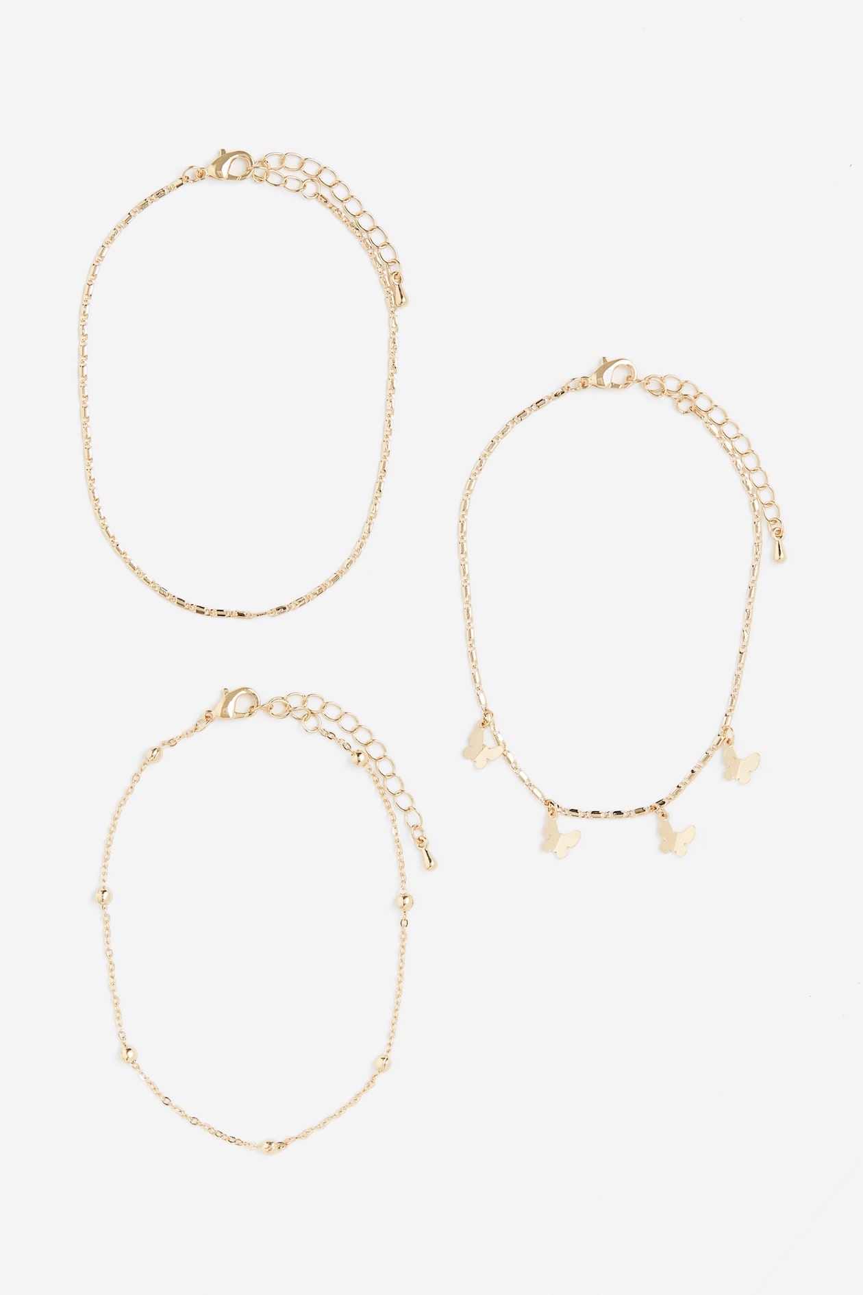 3pack anklets Goldcoloured/Butterflies Ladies H&M GB