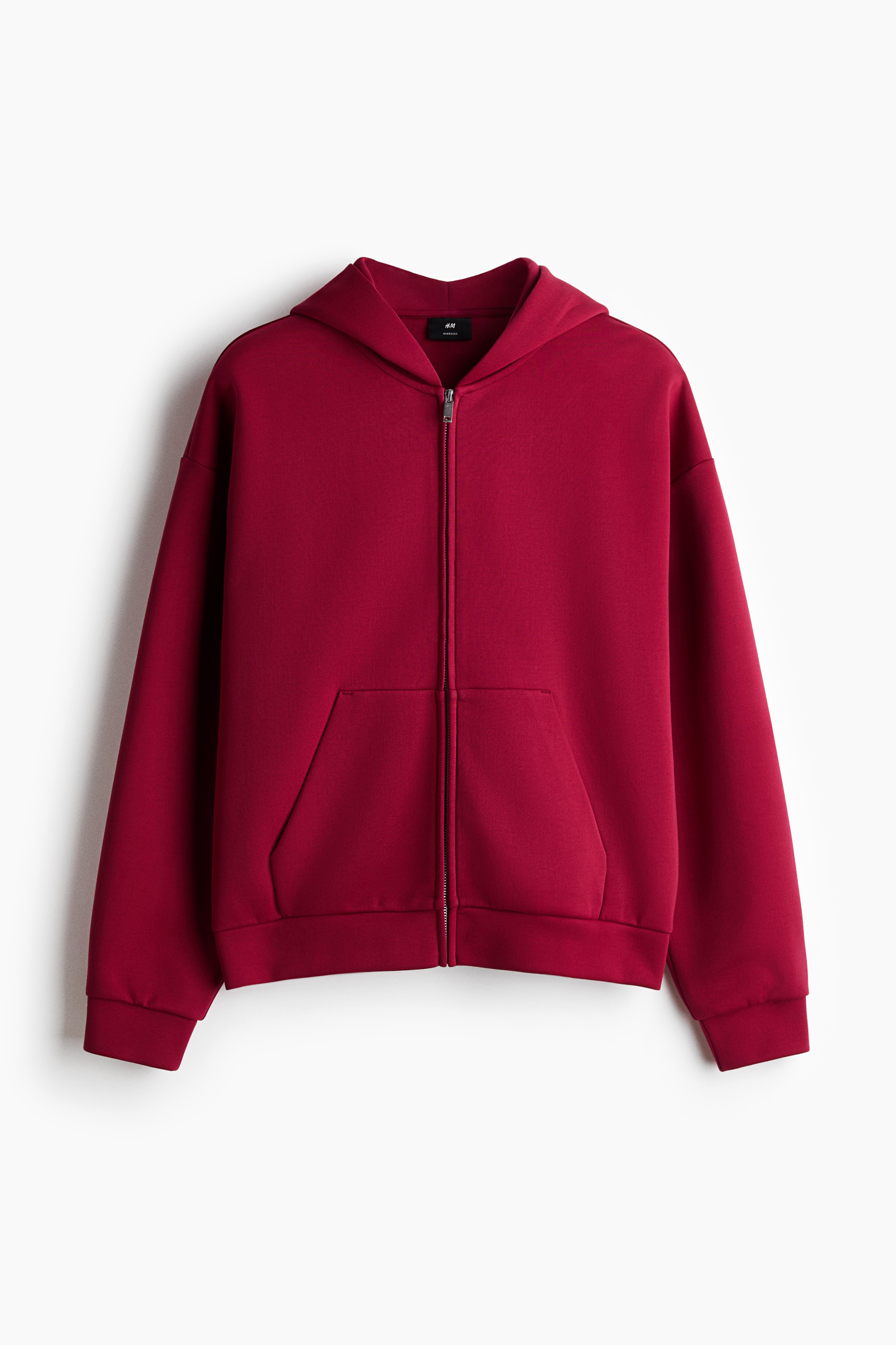 Ritshoodie van interlocktricot Oversized Fit - Rood/Zwart/Lichtgrijs gemêleerd/Lichtgrijs