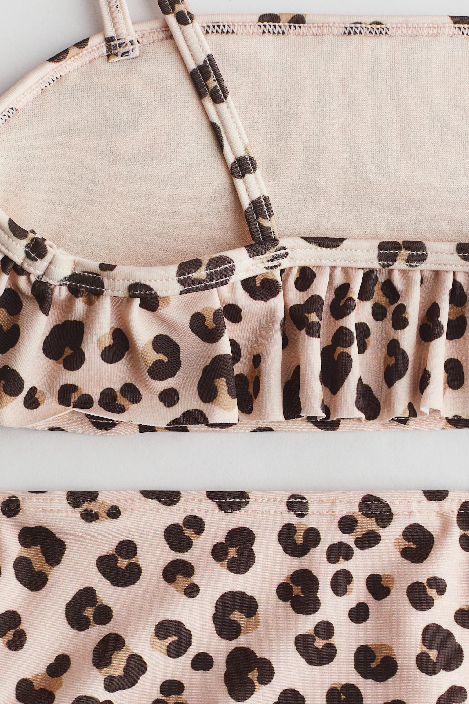 Bikiny s volánikom - Svetlobéžová/leopardí vzor - 2