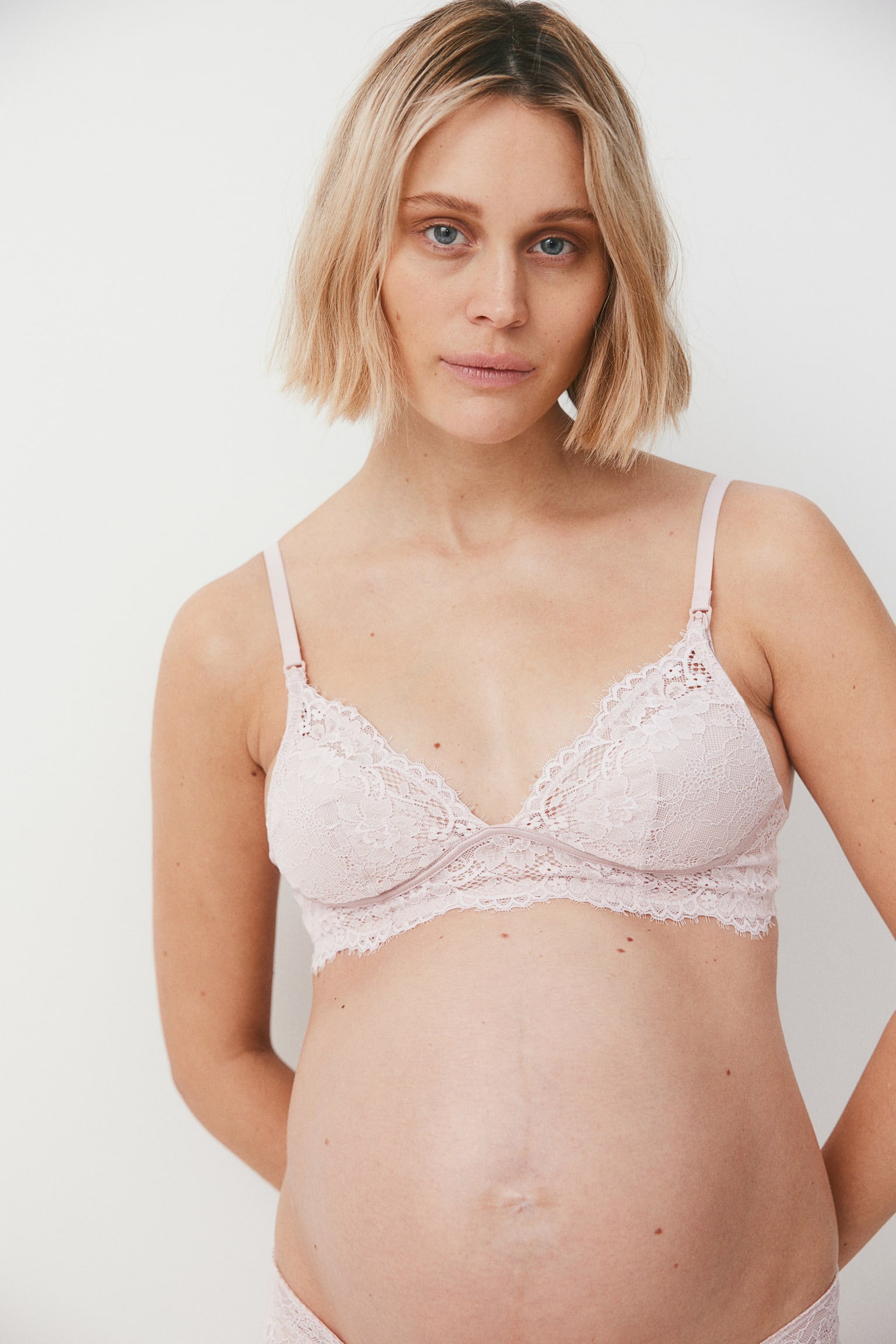 MAMA Lace Nursing Bra - Powder pink/Black - 3