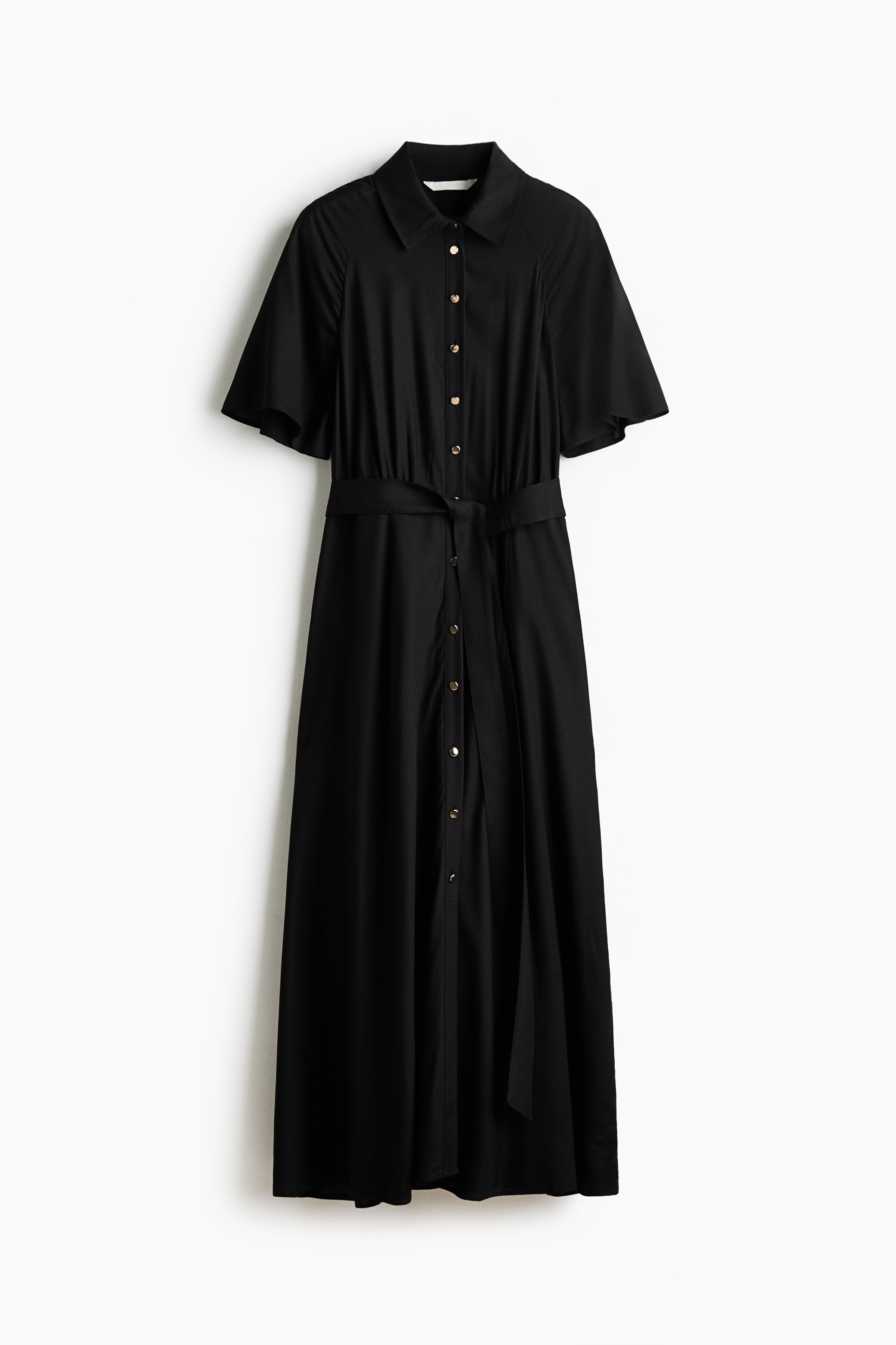 Tie-belt Shirt Dress - Black/White/green patterned/Blue/white patterned/Beige/leopard print/Cream/zebra print/Dark brown/polka dot/Black/Dark khaki green/Black/White/red floral/White/blue floral