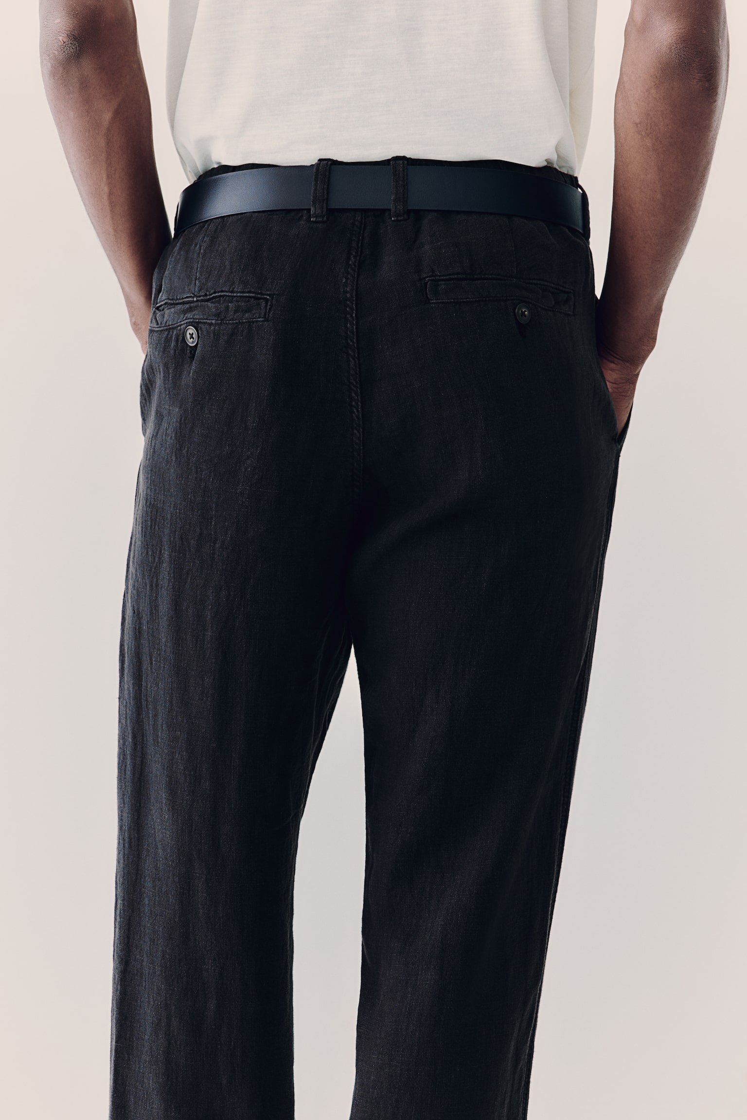 Regular Fit Linen trousers - Black/Navy blue/Light beige - 5