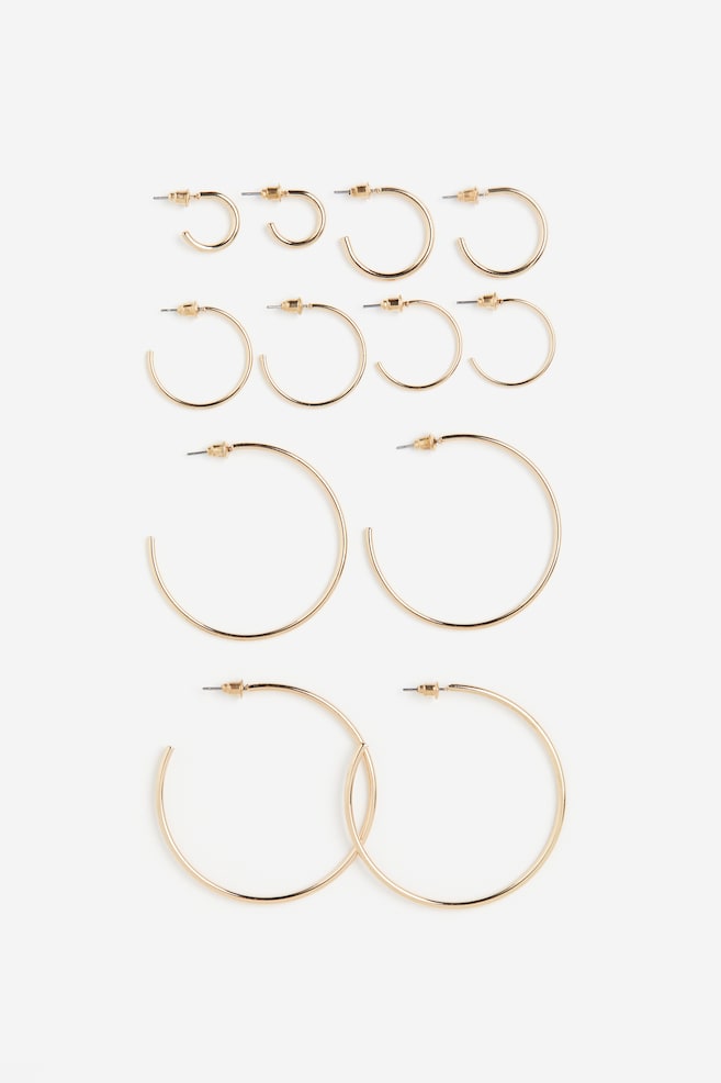 6 pairs hoop earrings - Gold-coloured - 1