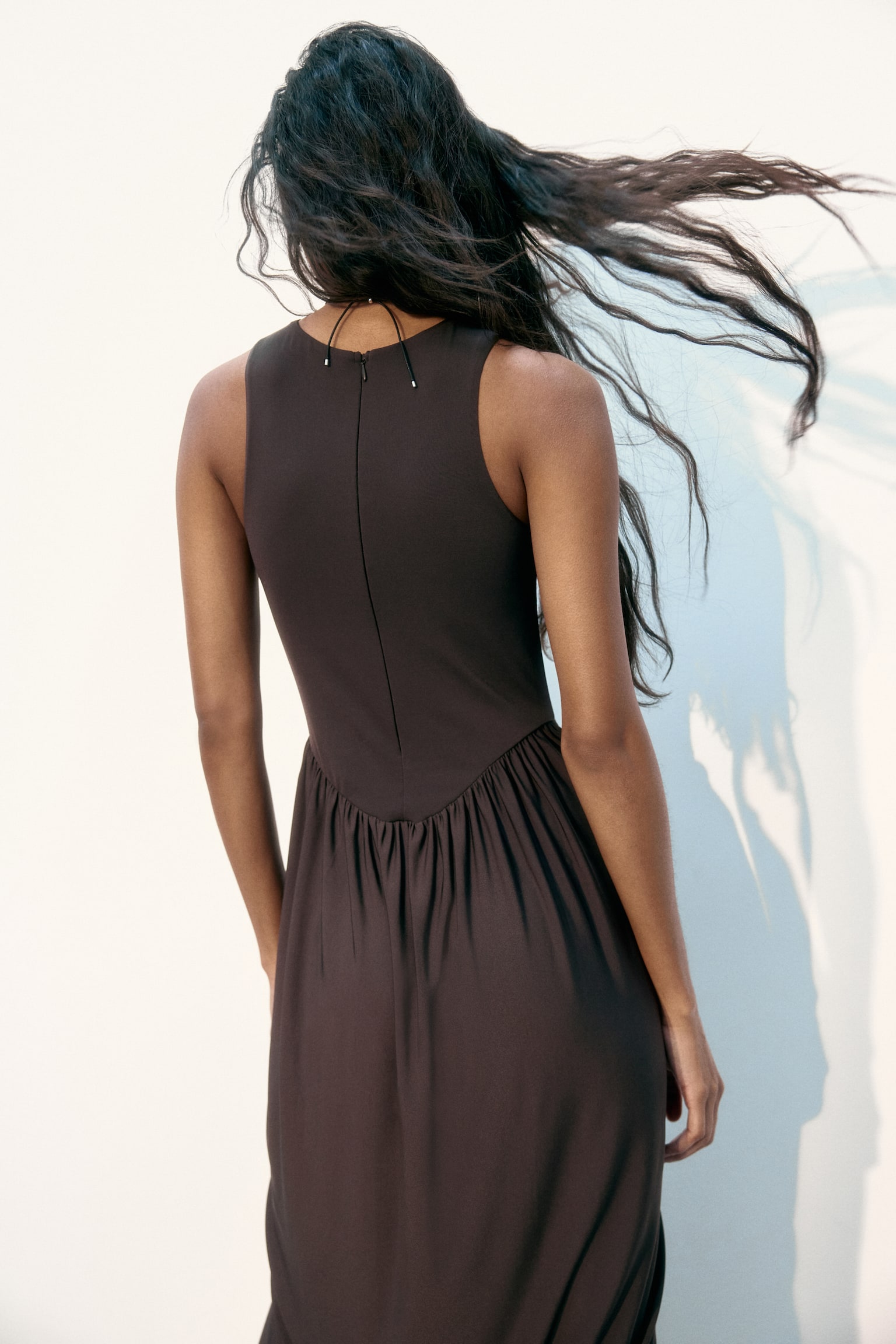 Rochie maxi cu fustă-lalea - Maro-închis - 3