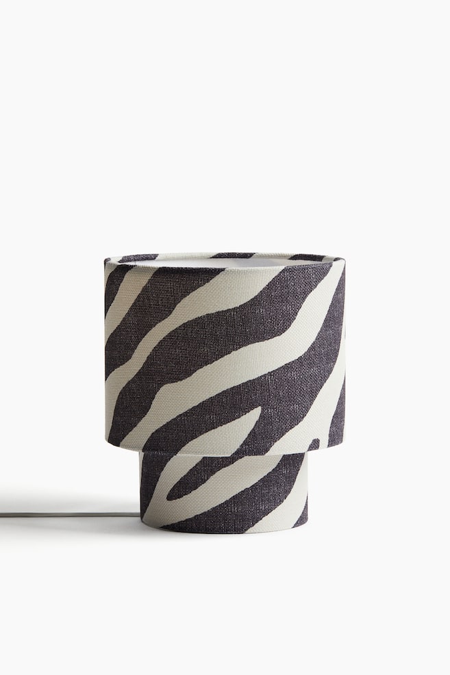 Small fabric-covered table lamp - Light beige/zebra print/Black/striped - 1