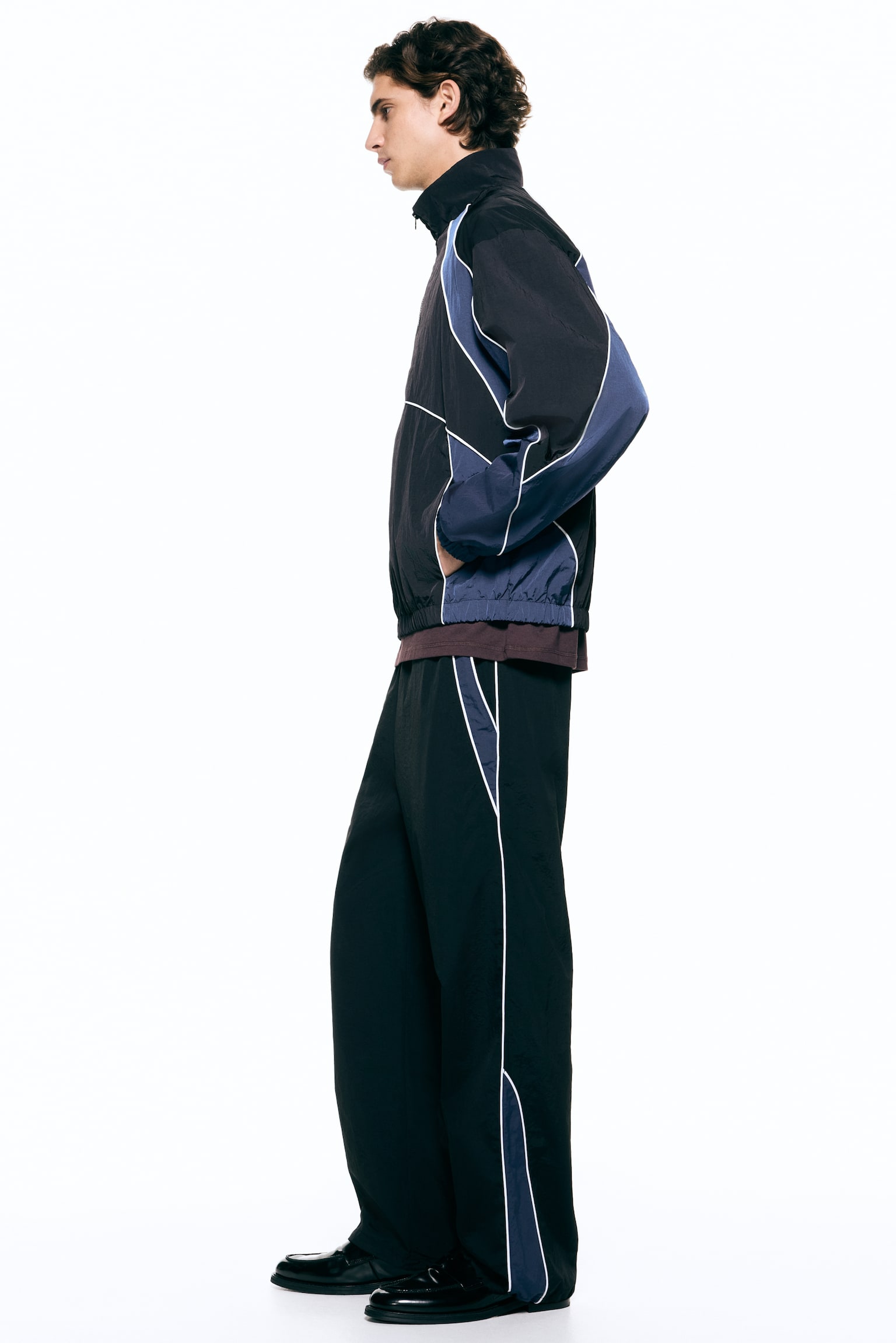 Loose Fit Nylon track pants - Black/Panels - 2