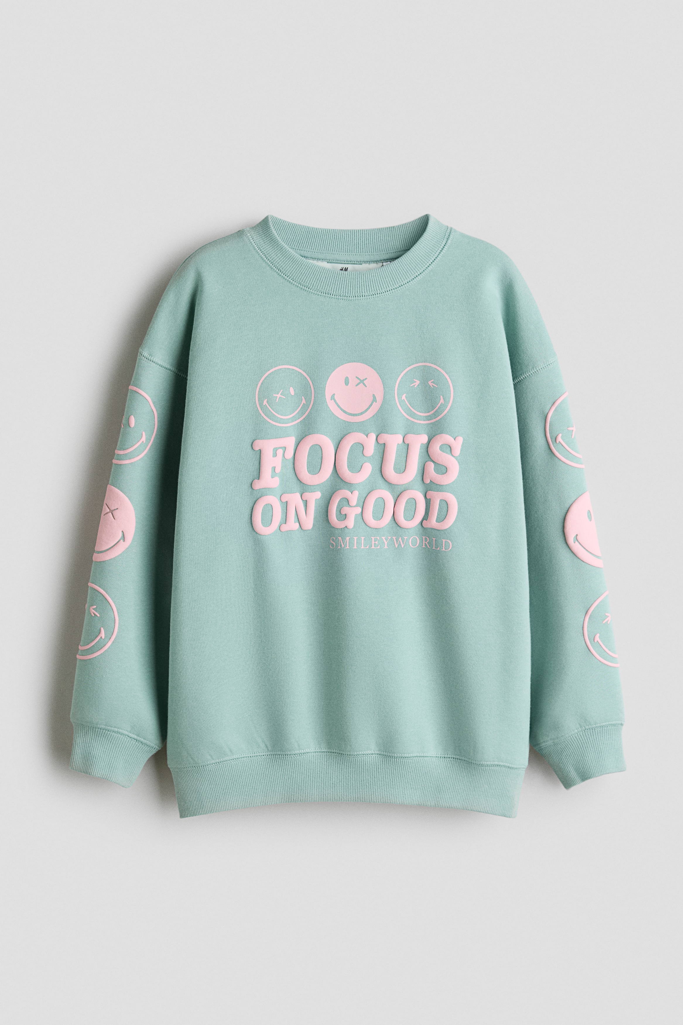 Light green/SmileyWorld® Oversized Sweatshirt with Printed Motif