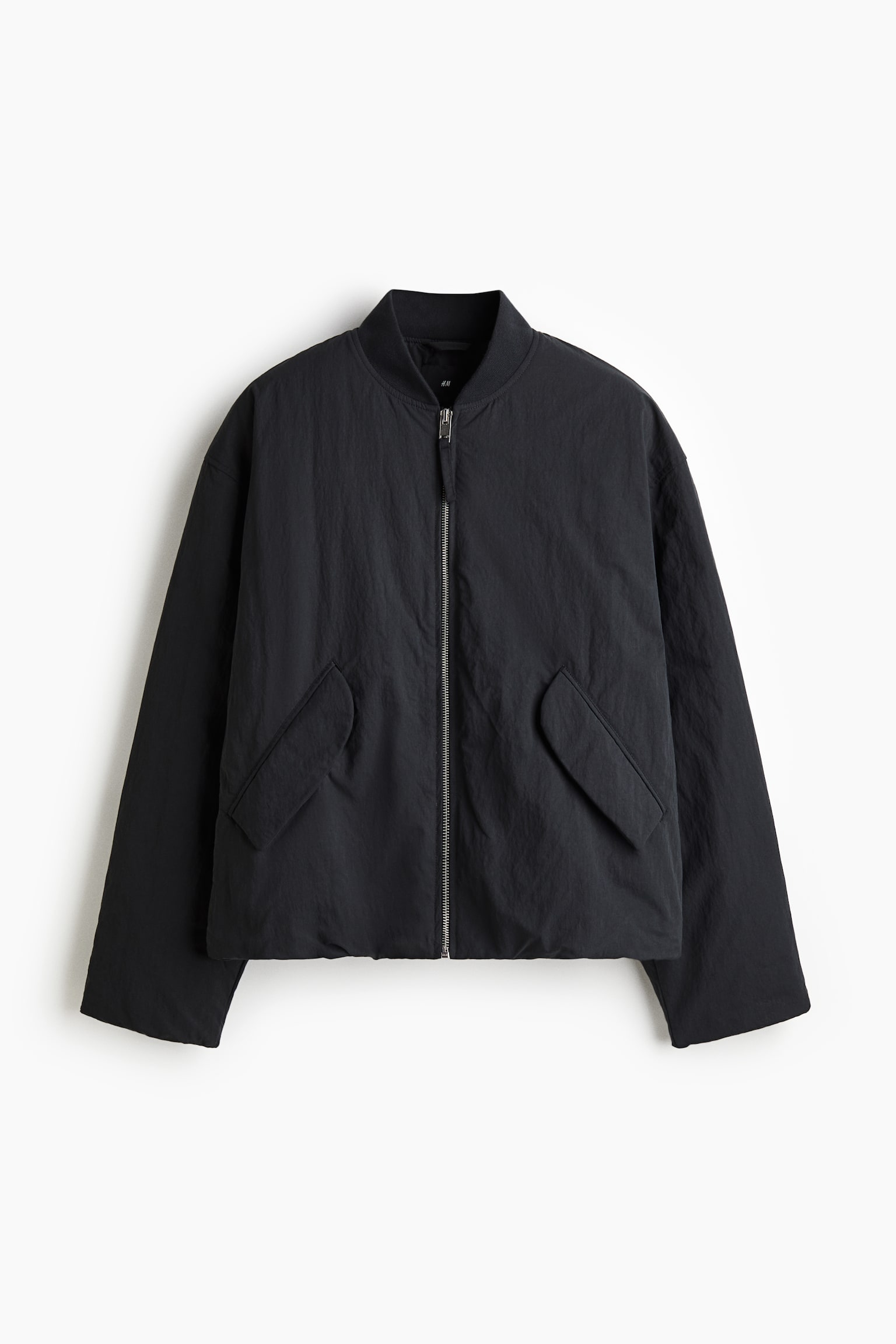 Мужская нейлоновая куртка-бомбер H&M Loose-Fit, цвет: Чёрный — фото 1