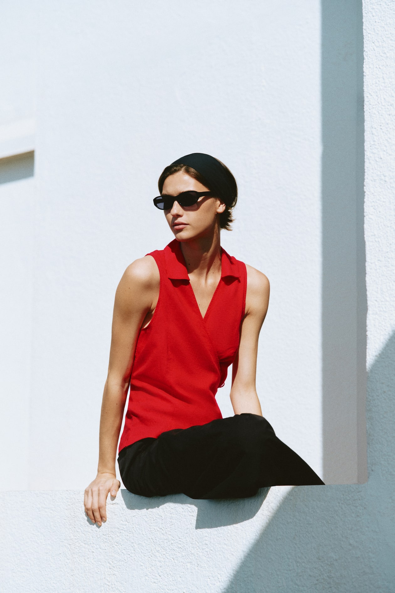 Linen-Blend Wrap Top - image 5