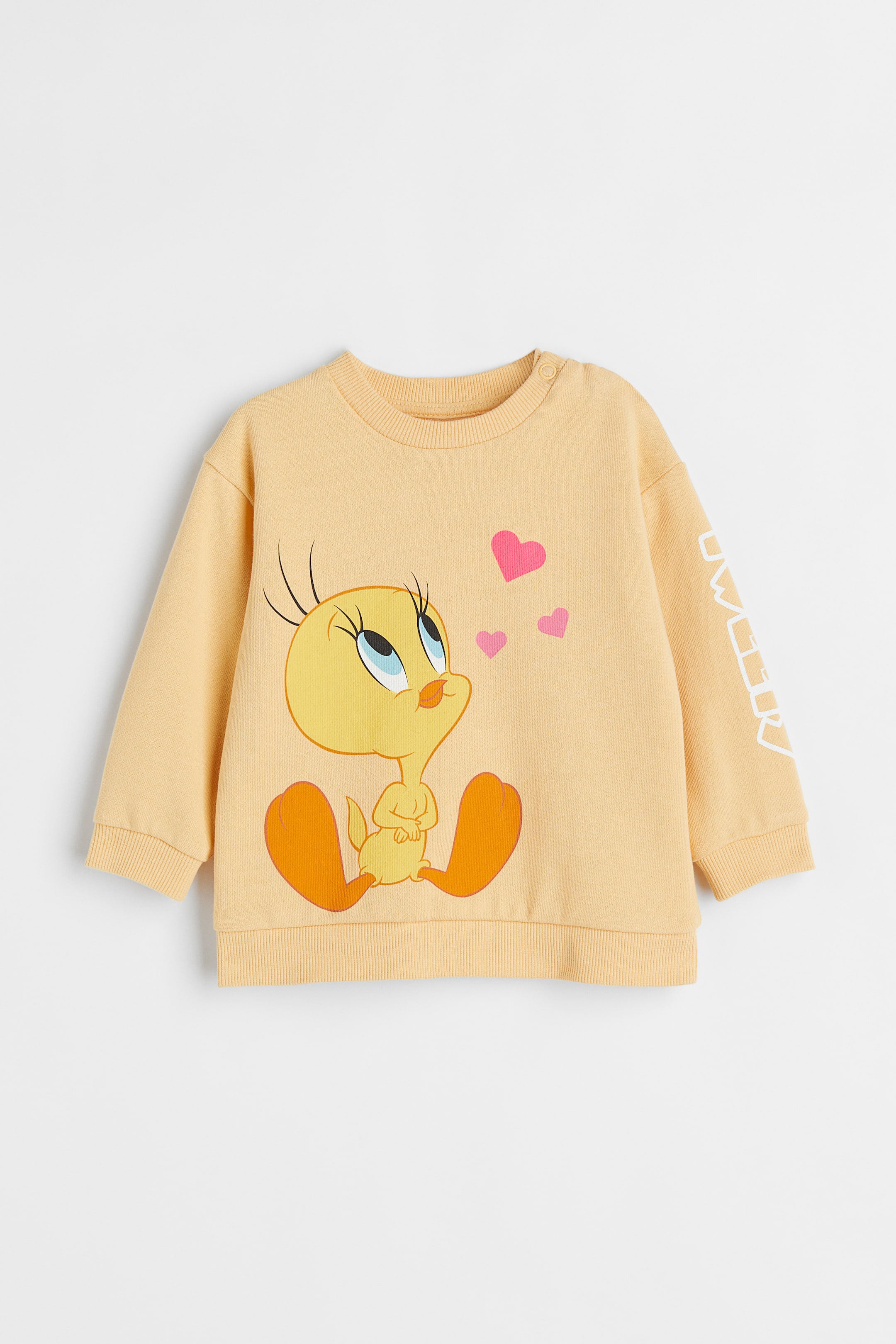 Printed sweatshirt - Round neck - Long sleeve - Light yellow/Looney ...