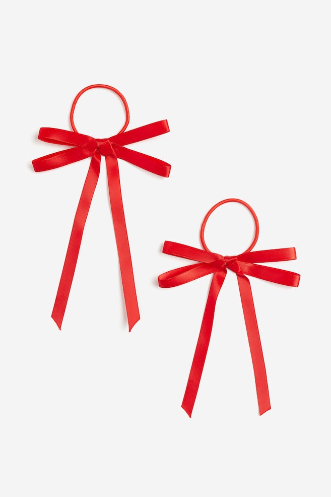 2-pack bow-detail hair elastics - Red - 1
