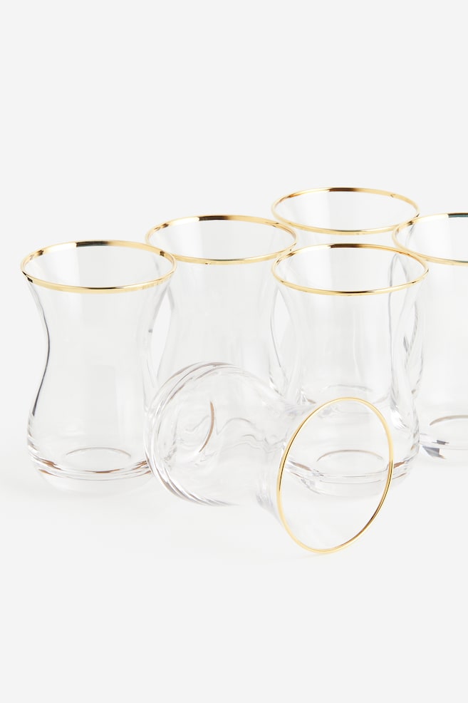 Bicchieri 6 pz - Vetro trasparente/dorato - 3
