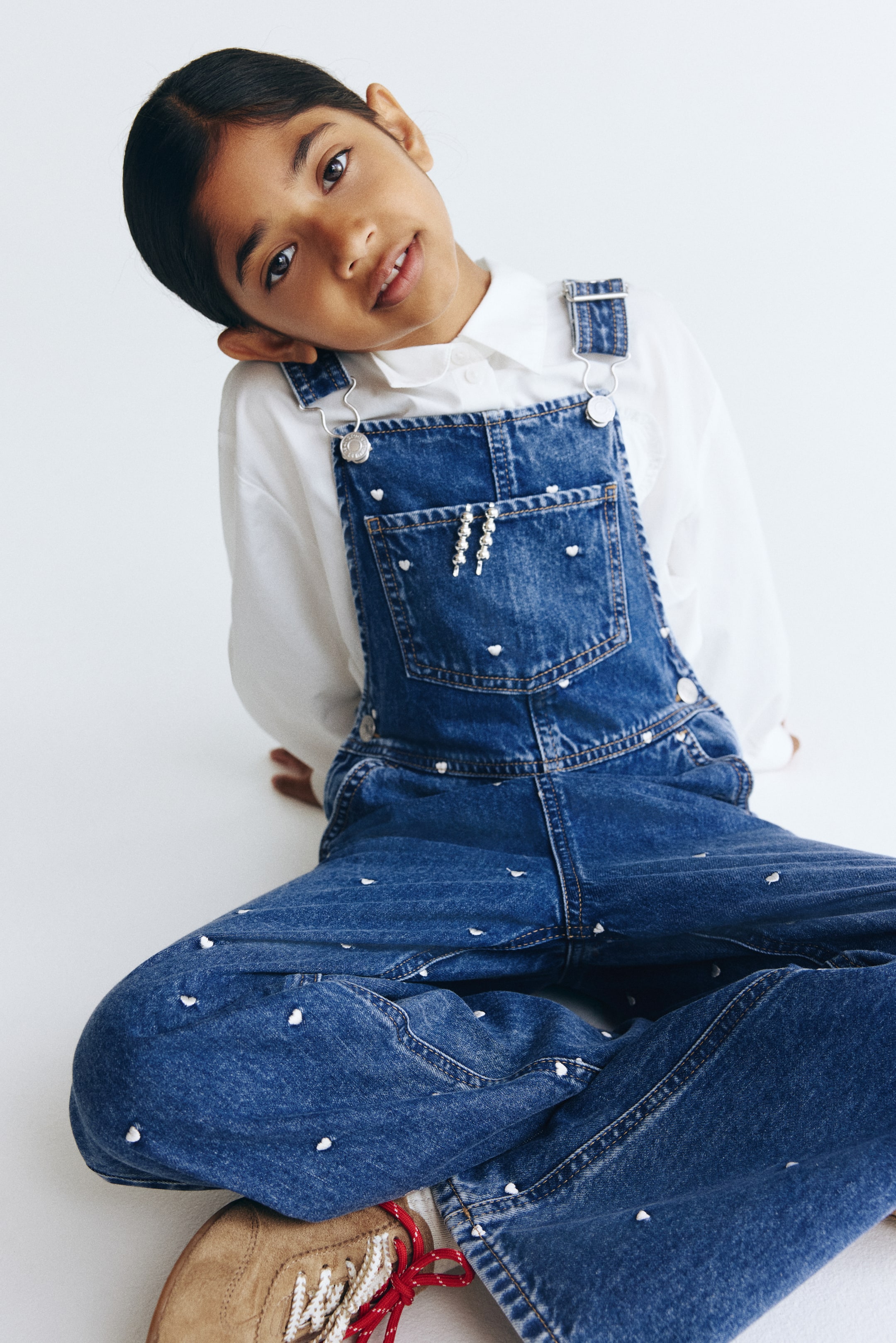 Patterned Denim Overalls